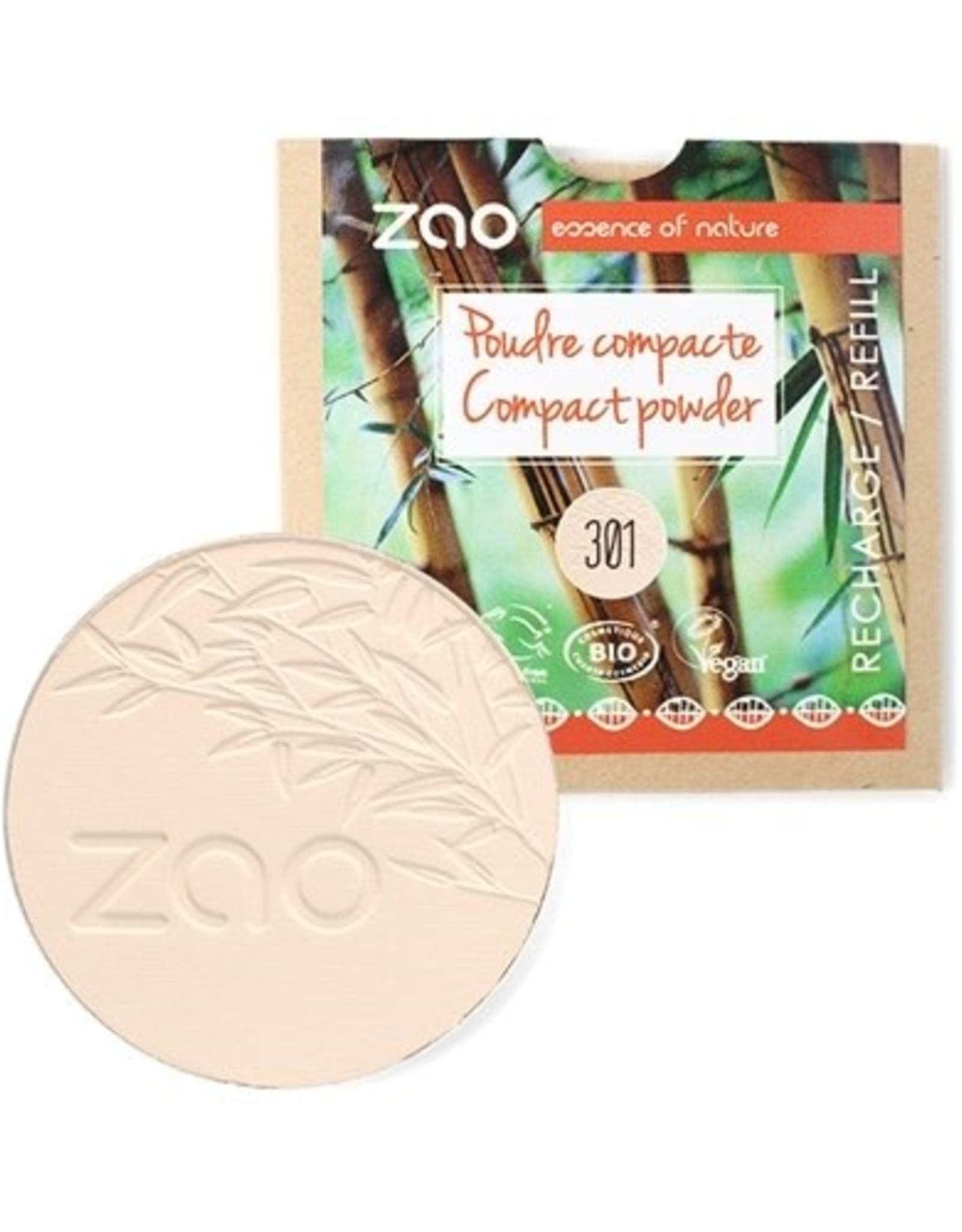 Zao ZAO Bamboe Compact poeder Refill 301 (Ivory)