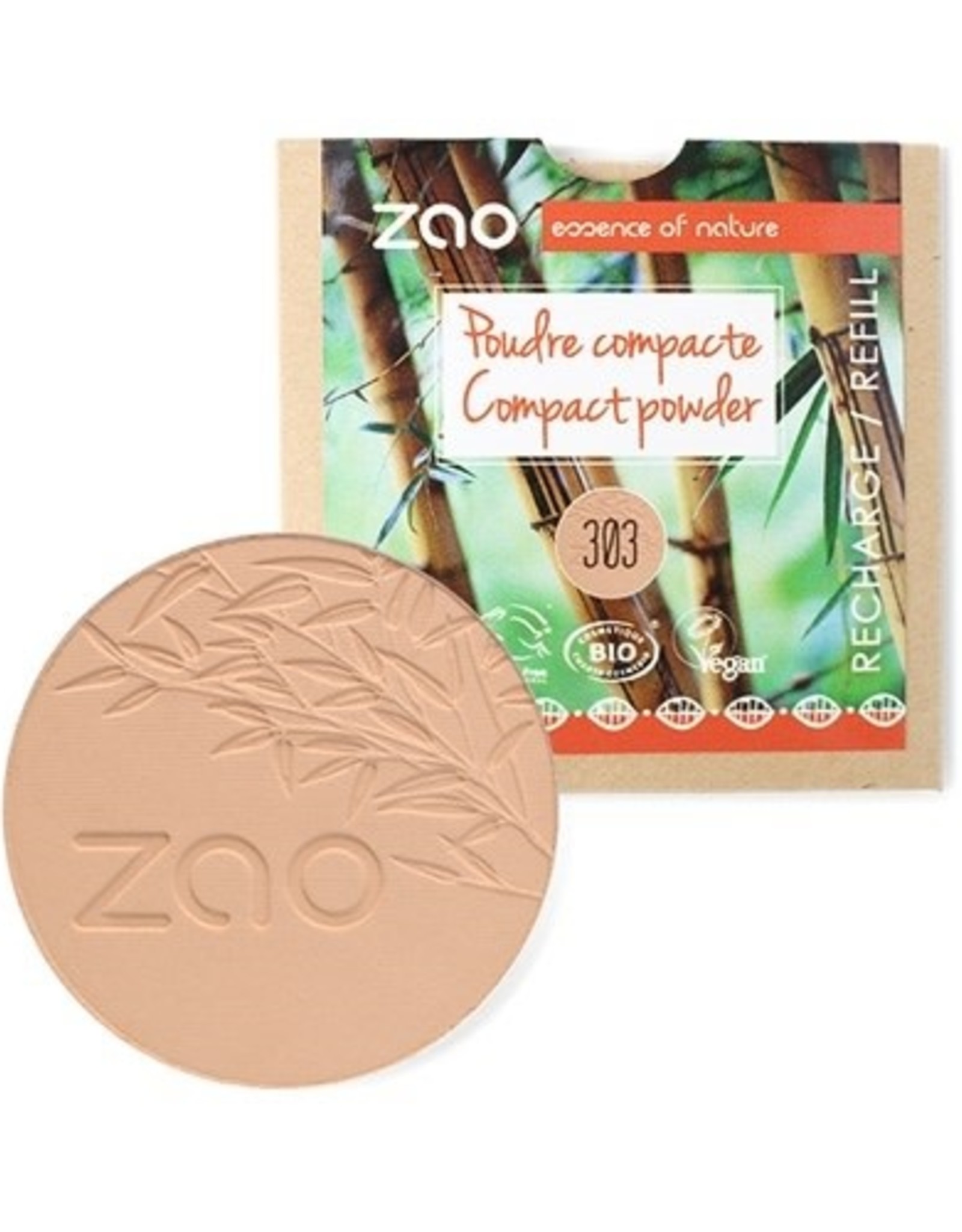 Zao ZAO Bamboe Compact poeder Refill 303 (Brown Beige)