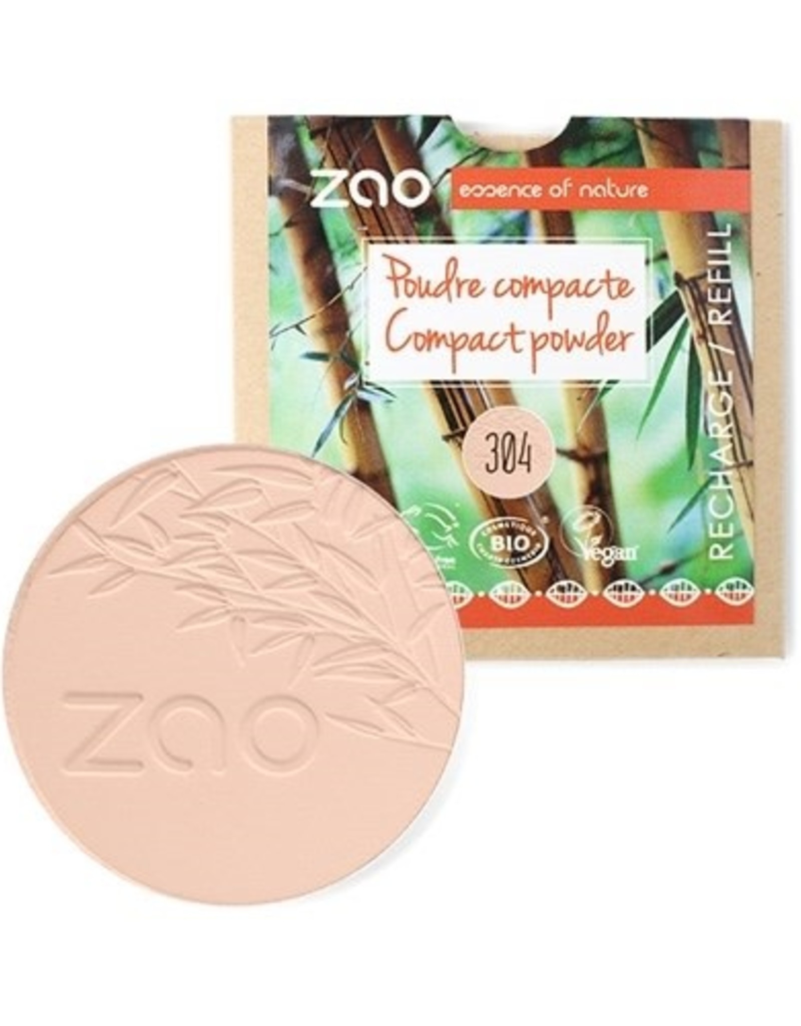 Zao ZAO Bamboe Compact poeder Refill 304 (Capuccino)