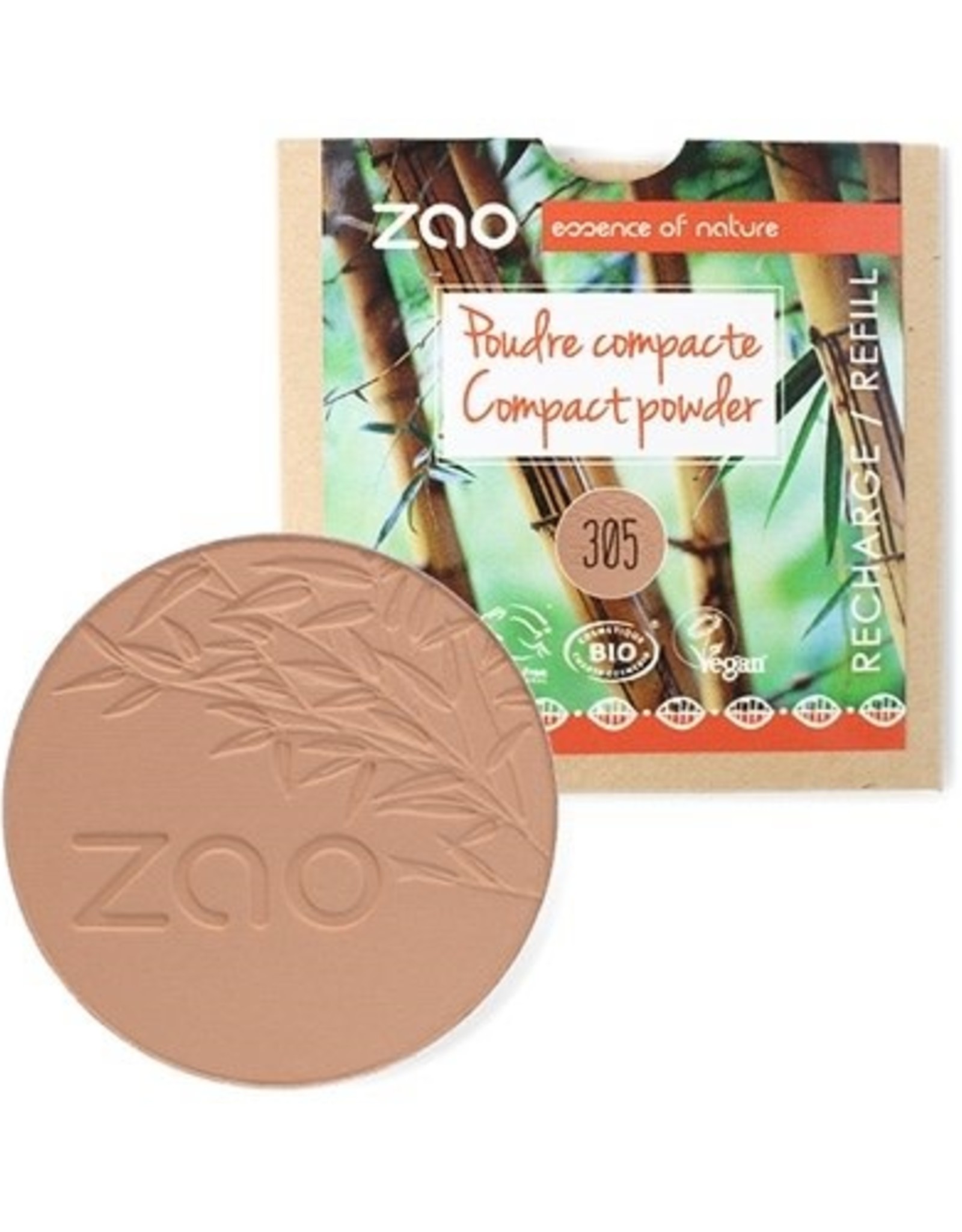 Zao ZAO Bamboe Compact poeder Refill 305 (Milk chocolate)