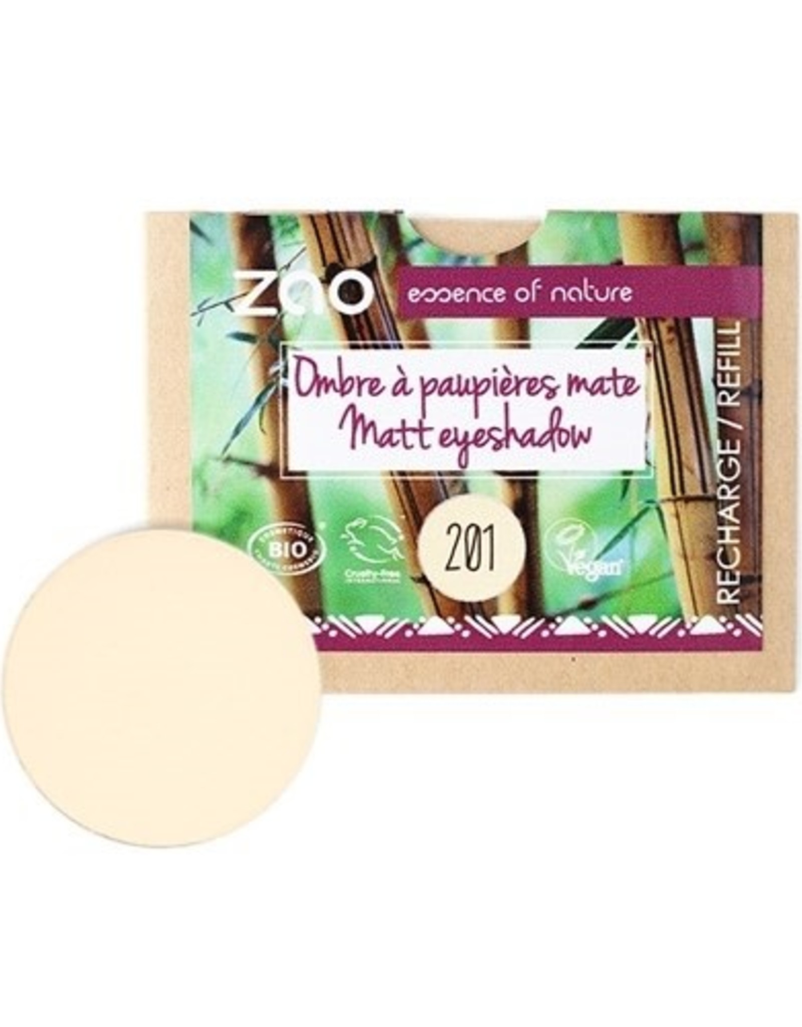 Zao ZAO Bamboe Oogschaduw Refill Matte 201 (Ivory)