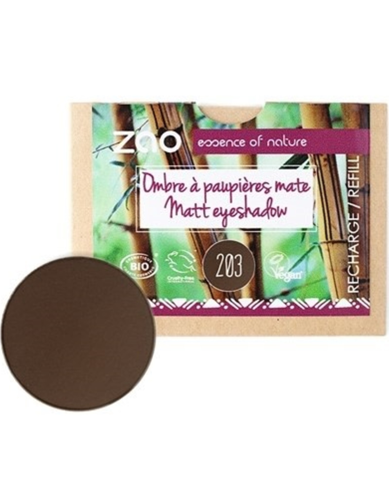 Zao ZAO Bamboe Oogschaduw Refill Matte 203 (Dark Brown)