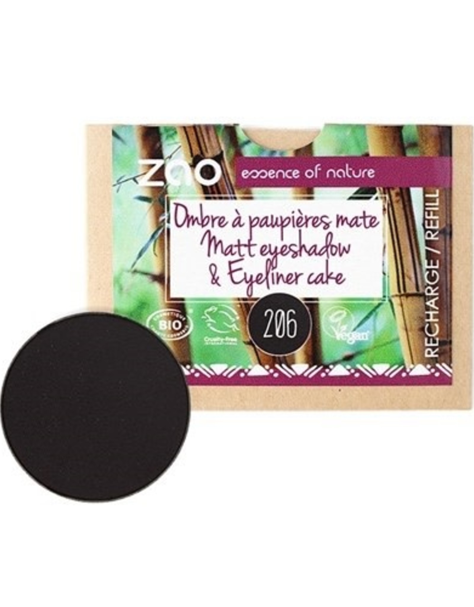 Zao ZAO Bamboe Oogschaduw Refill Matte 206 (Black)