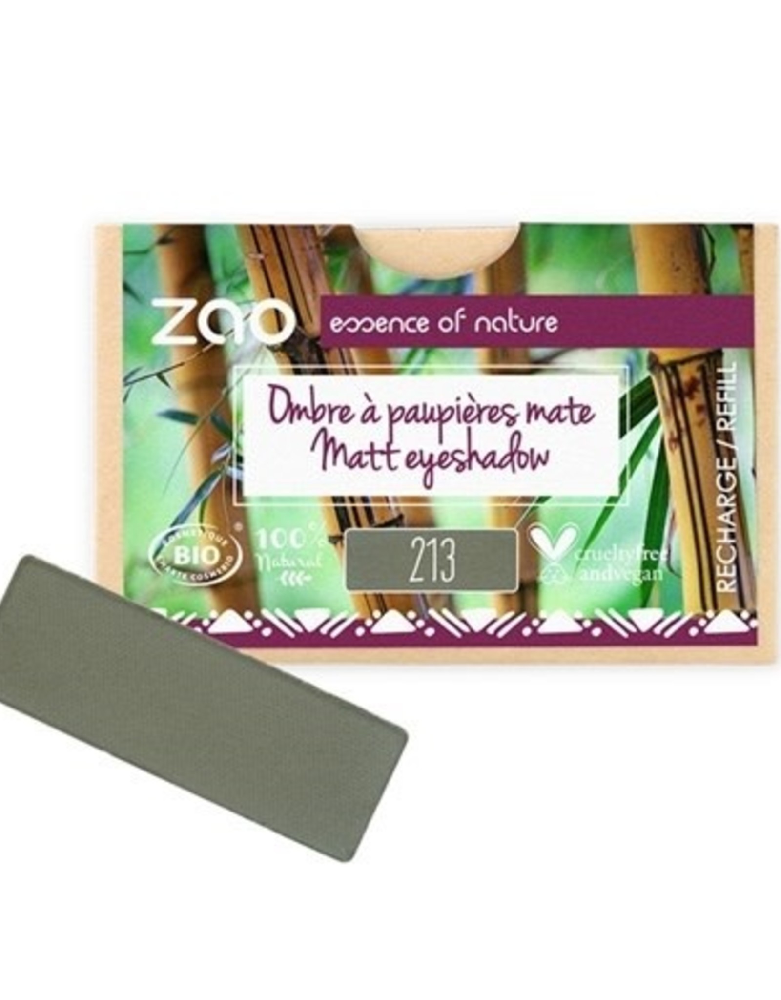 Zao ZAO Bamboe Oogschaduw Refill (rechthoekig) Matte 213 (Army Green) 1.3 gram