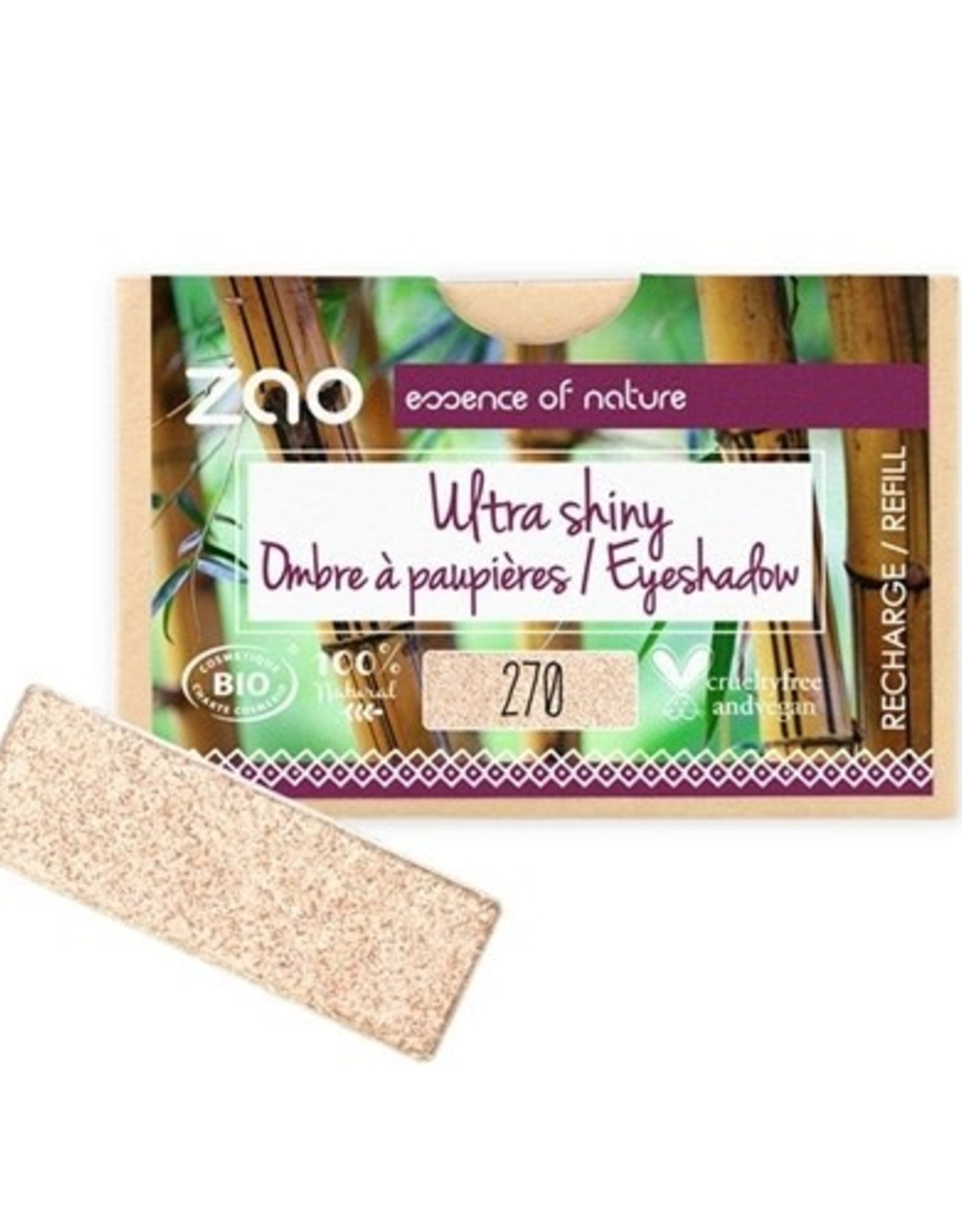 Zao ZAO Bamboe Oogschaduw Refill (rechthoekig) Ultra Shiny 270 (Champagne) 1.3 gram