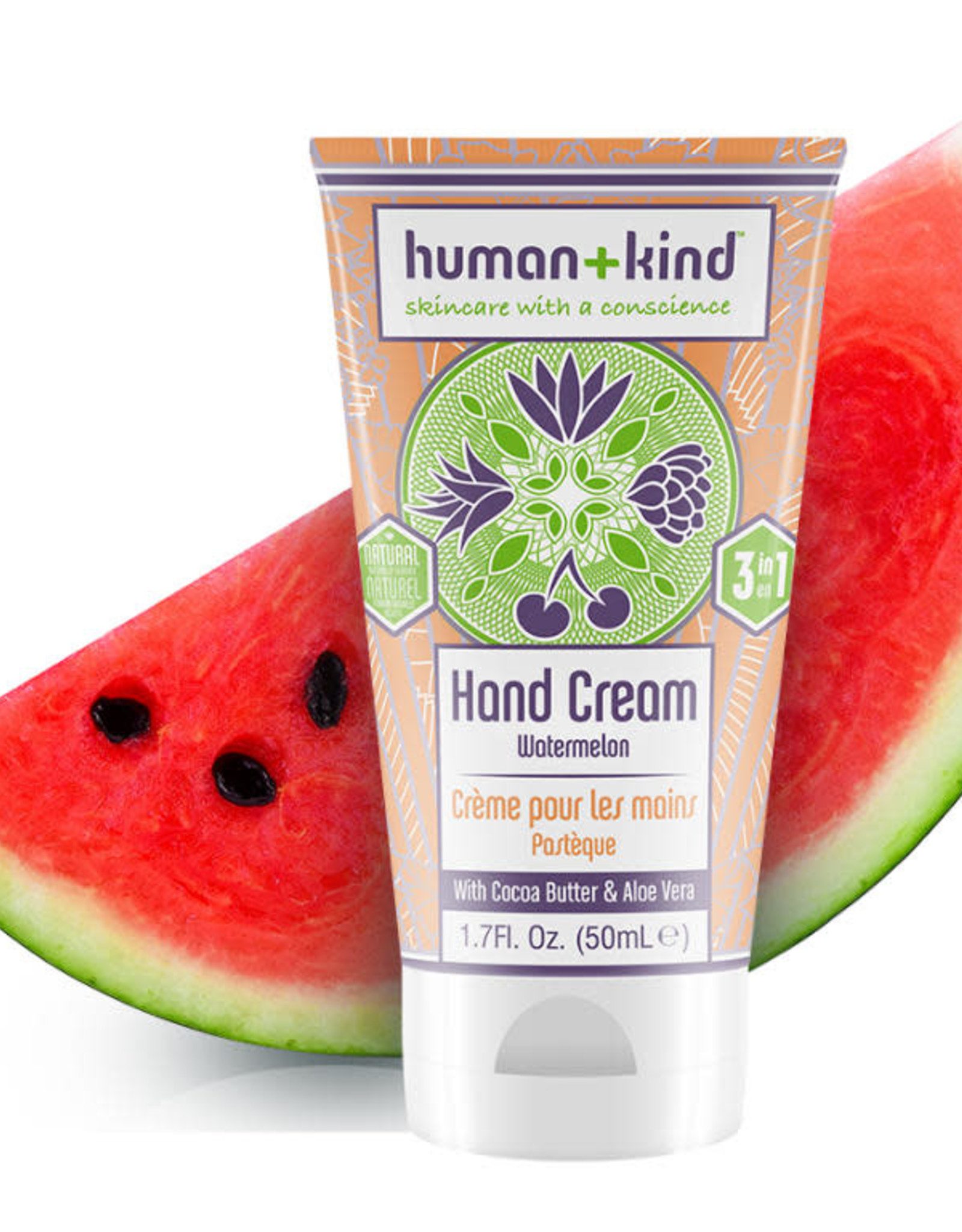 human+kind Vegan hand elleboog voet creme watermelon 50ml