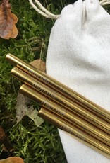 mon.MO Reusable Smoothie Straws - GOLD - 8mm - 4 stuks + brush