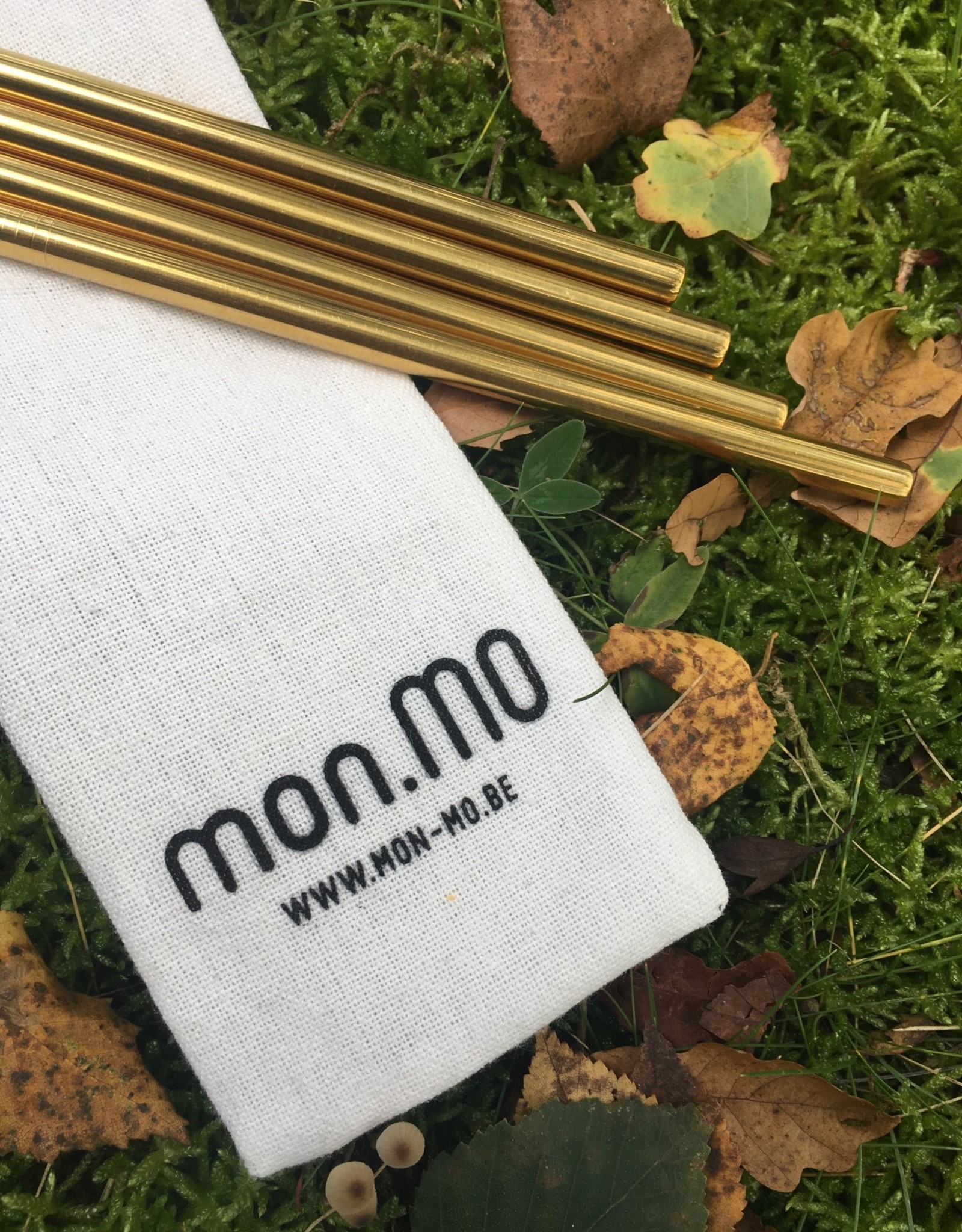 mon.MO Reusable Smoothie Straws - GOLD - 8mm - 4 stuks + brush