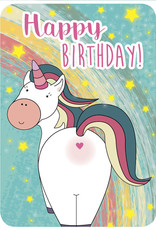 Roos met Witte Stippen Postkaart Happy Birthday Rainbow