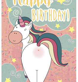 Roos met Witte Stippen Postkaart Happy Birthday Clouds