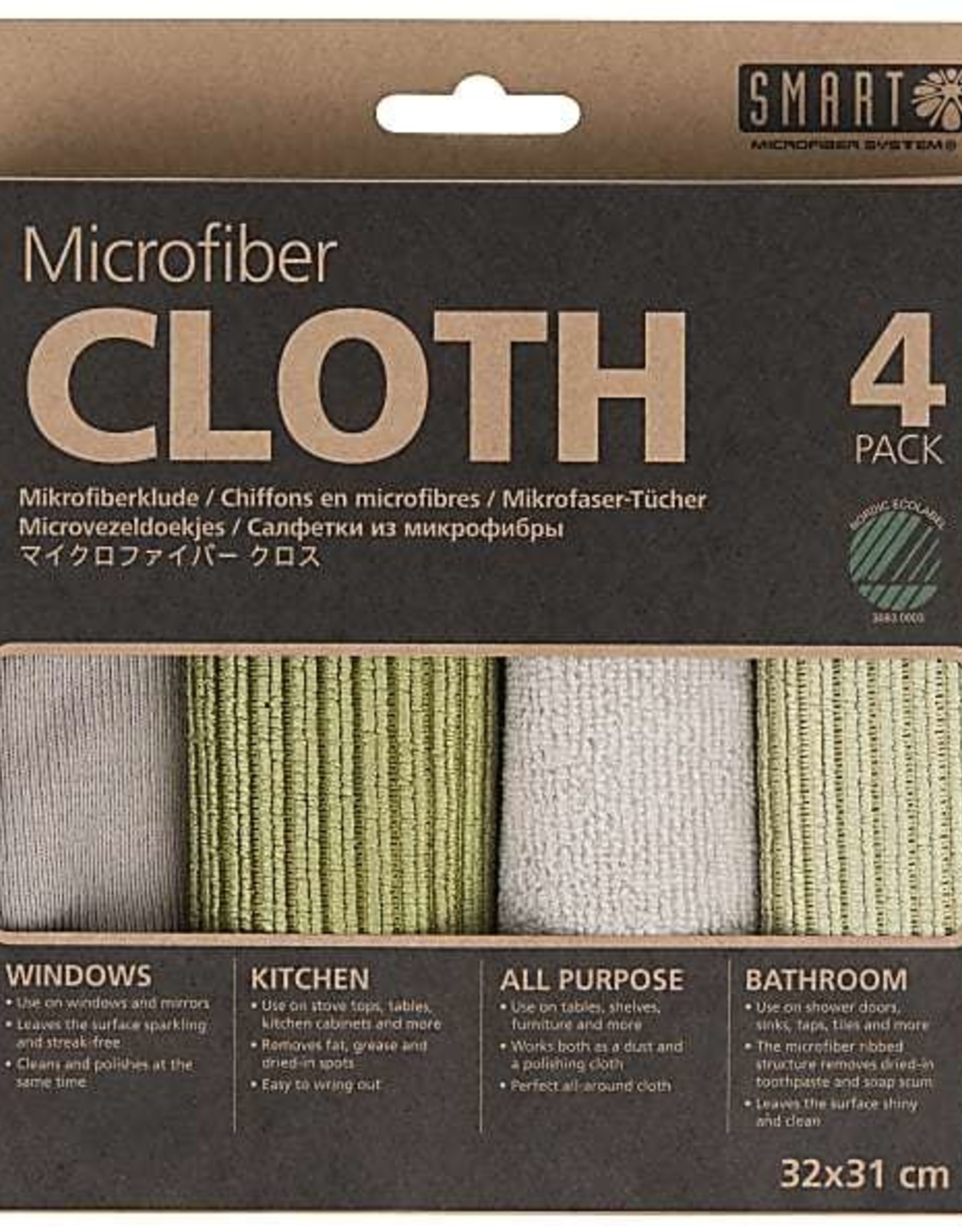 Smart microfiber systems Smart Microvezel doekjes grijs groen - 4 stuks 32 x 31cm