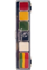 PartyXplosion Palette Reggae 5 x 3 and 1 x 6 gram rasta colours palet with brush size 25 Regular colours and 1 splitcake