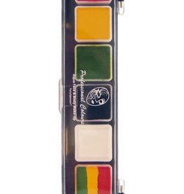 PartyXplosion Palette Reggae 5 x 3 and 1 x 6 gram rasta colours palet with brush size 25 Regular colours and 1 splitcake