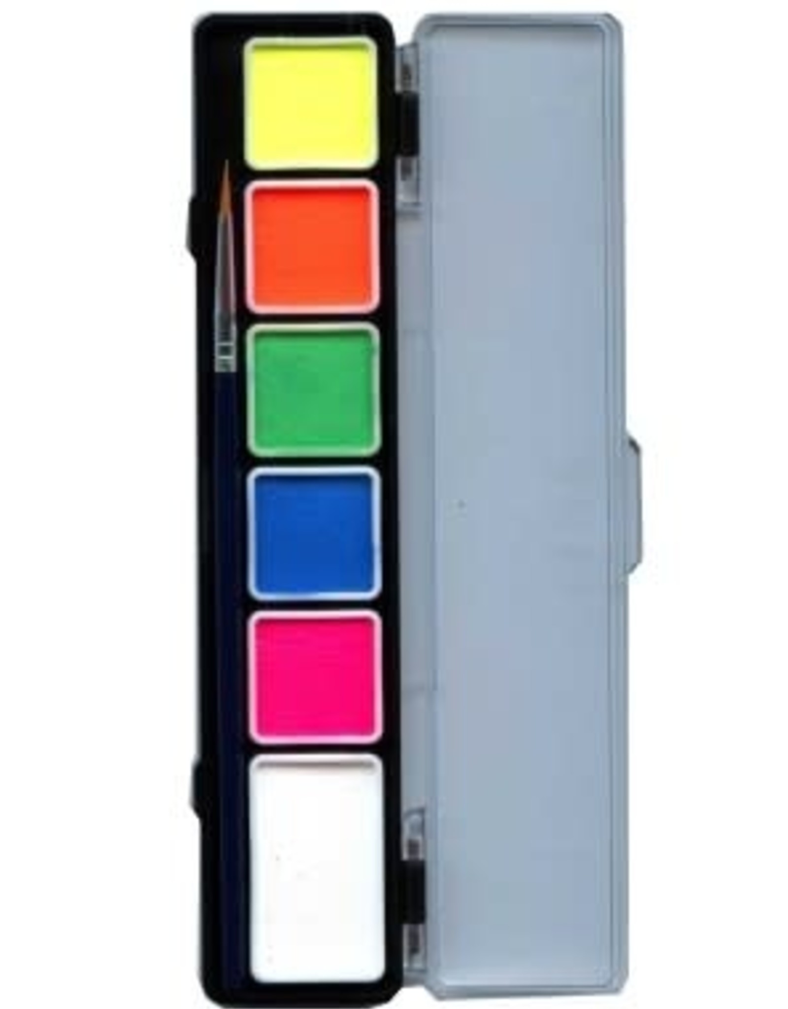 PartyXplosion Palette Neon colours 5 x 3 and 1 x 6 gram with brush size 2