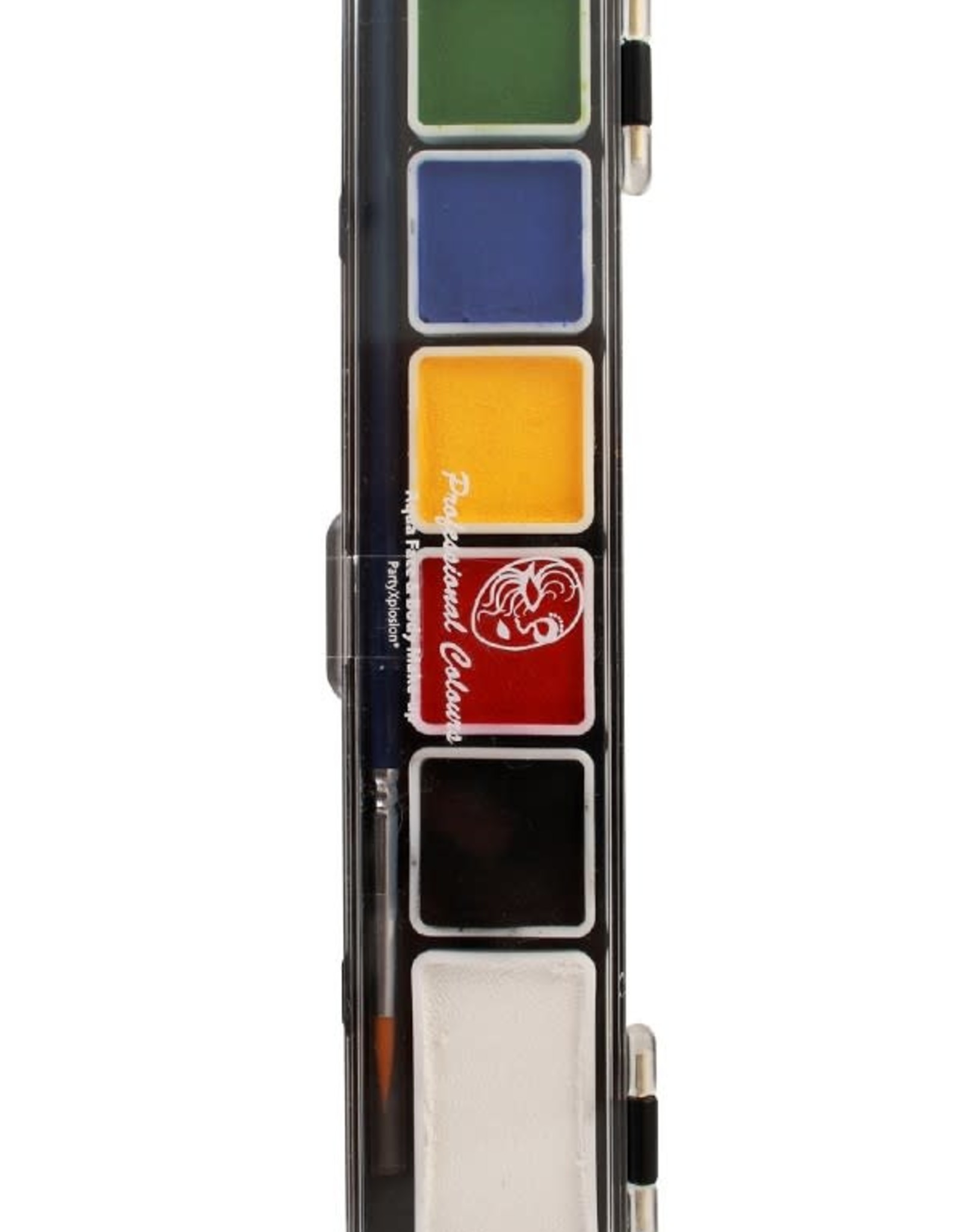 PartyXplosion Palette Essential colours 5 x 3 and 1 x 6 gram with a brush size 2