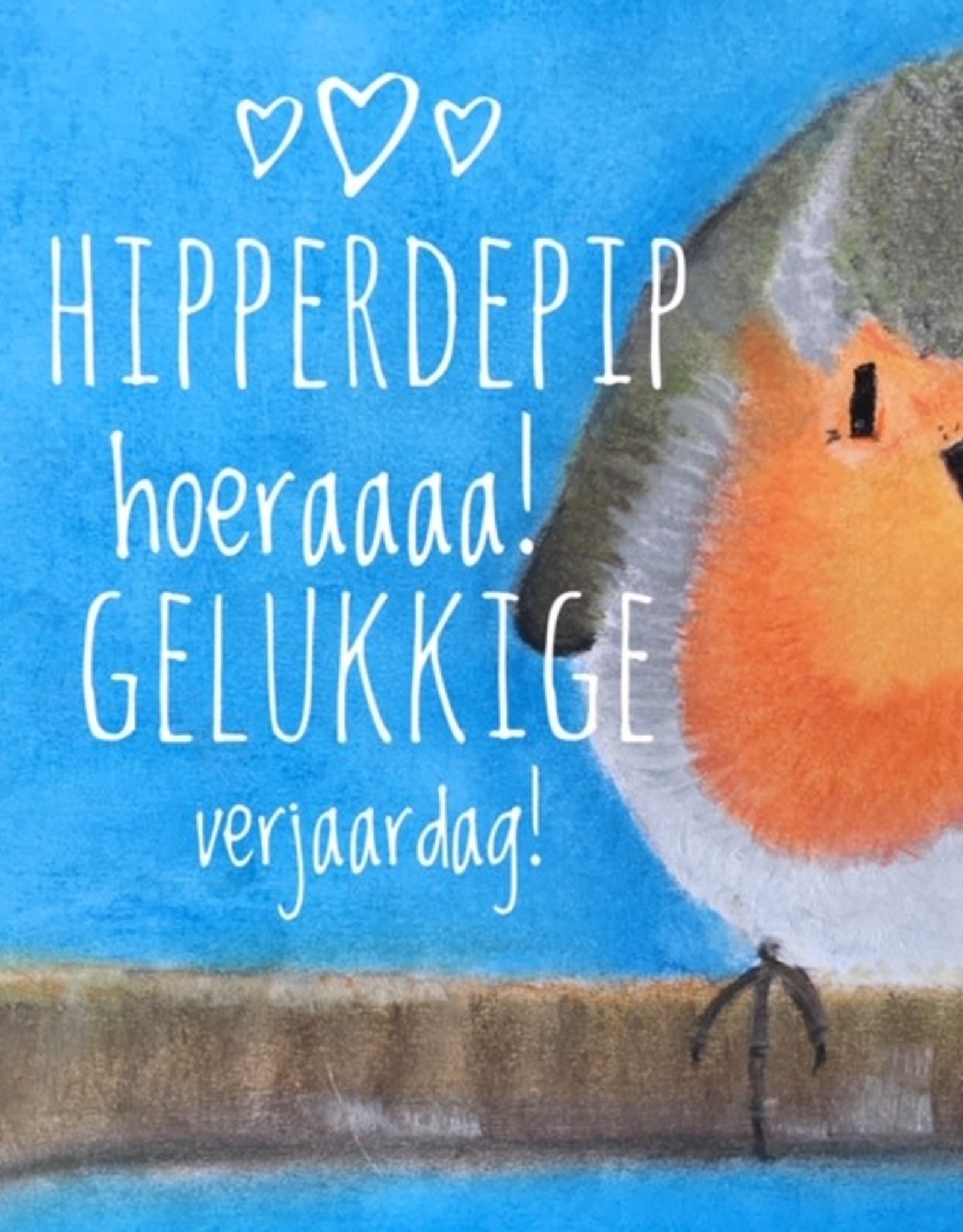 snoetjes vol sproetjes Kaartje Roodborstje vierkant - Hipperdepip Hoeraaa! Gelukkige verjaardag!