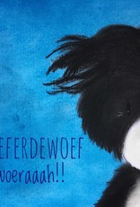 snoetjes vol sproetjes Kaartje Blauw vierkant - Collie woeferdewoef woeraaah