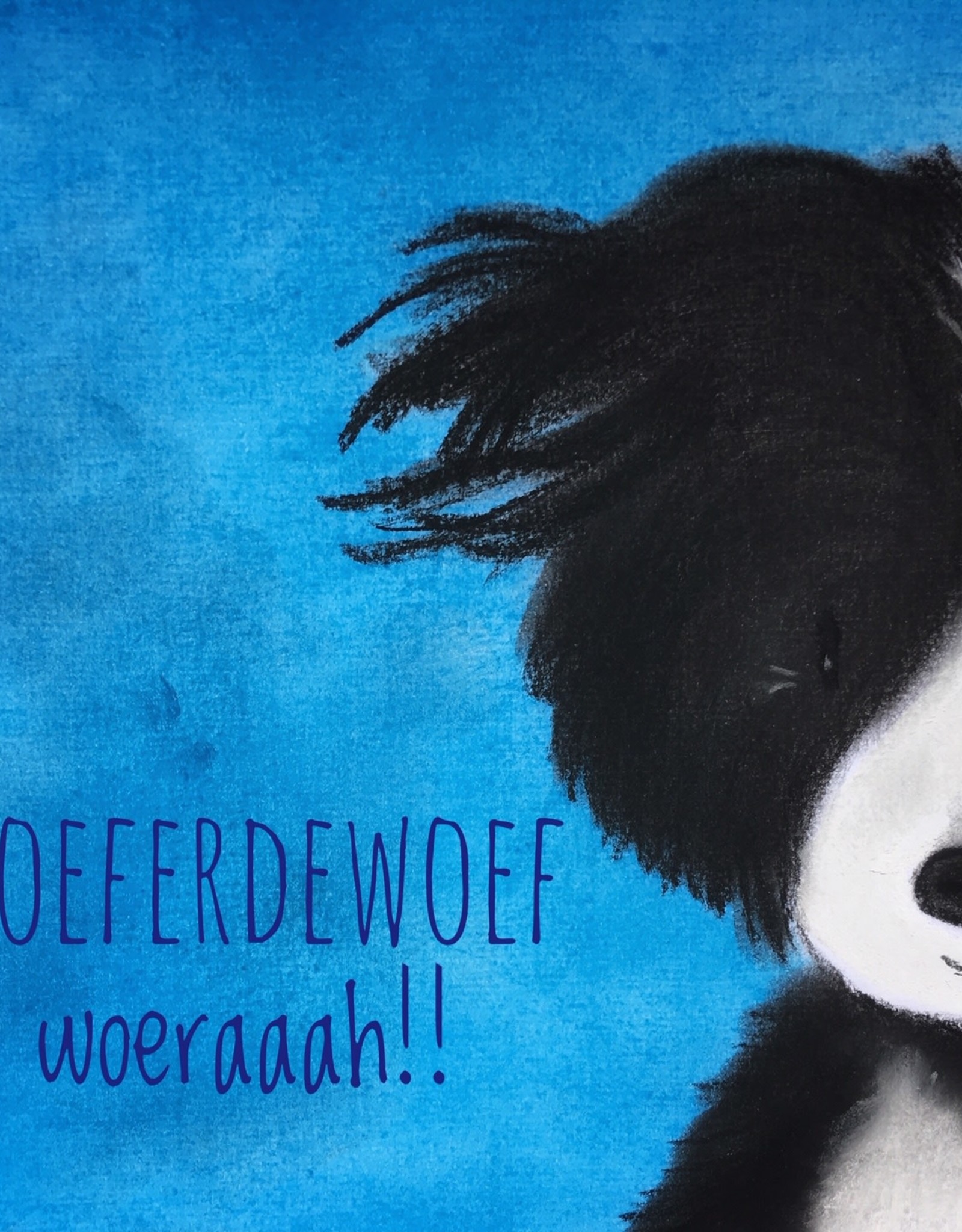 snoetjes vol sproetjes Kaartje Blauw vierkant - Collie woeferdewoef woeraaah