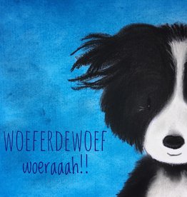 snoetjes vol sproetjes Kaartje Blauw vierkant - Collie woeferdewoef woeraaah