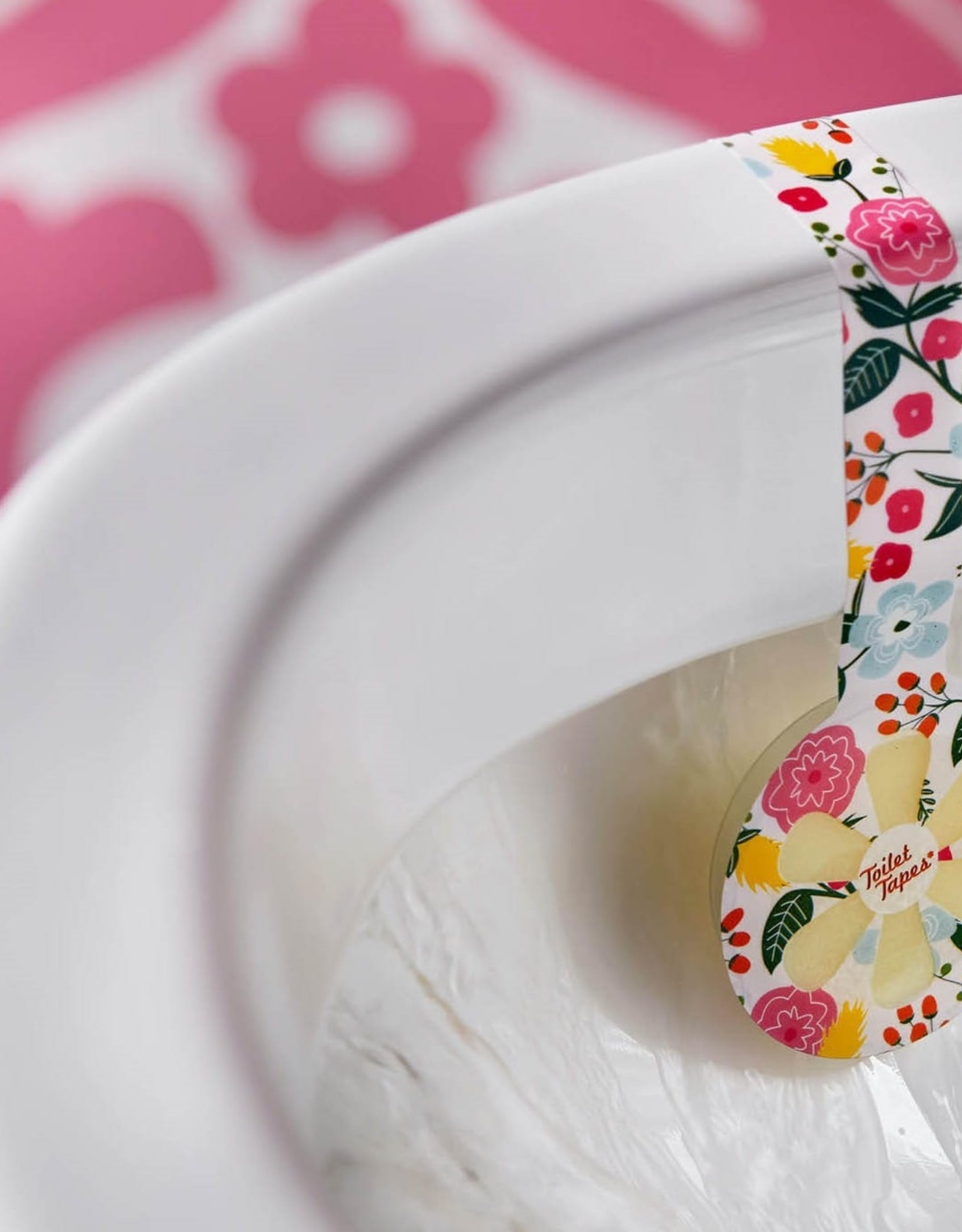Toilettape wc blokje Floral Fest Roos met witte Stippen