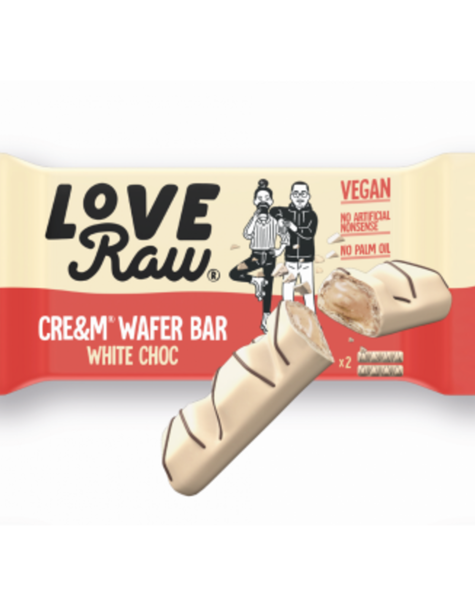 Love Raw Love raw cream filled waffer bars white chocolate 43g