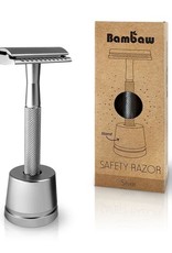 Bambaw Bambaw Safety Razor Silver Handle met sokkel