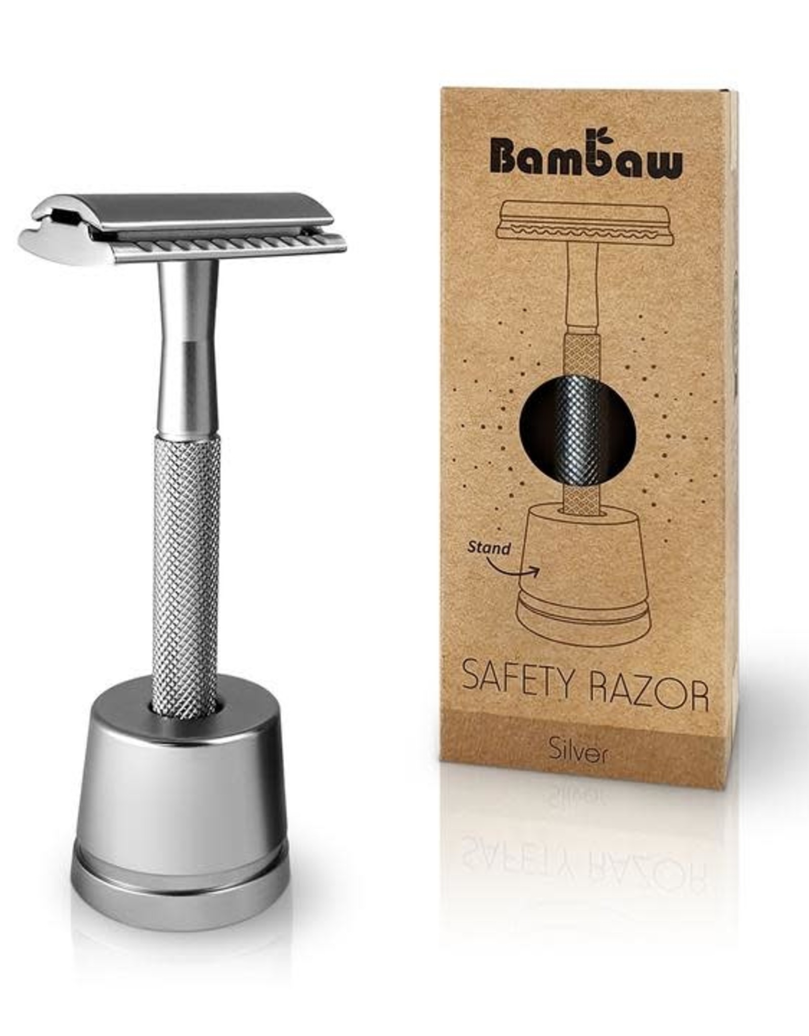Bambaw Bambaw Safety Razor Silver Handle met sokkel