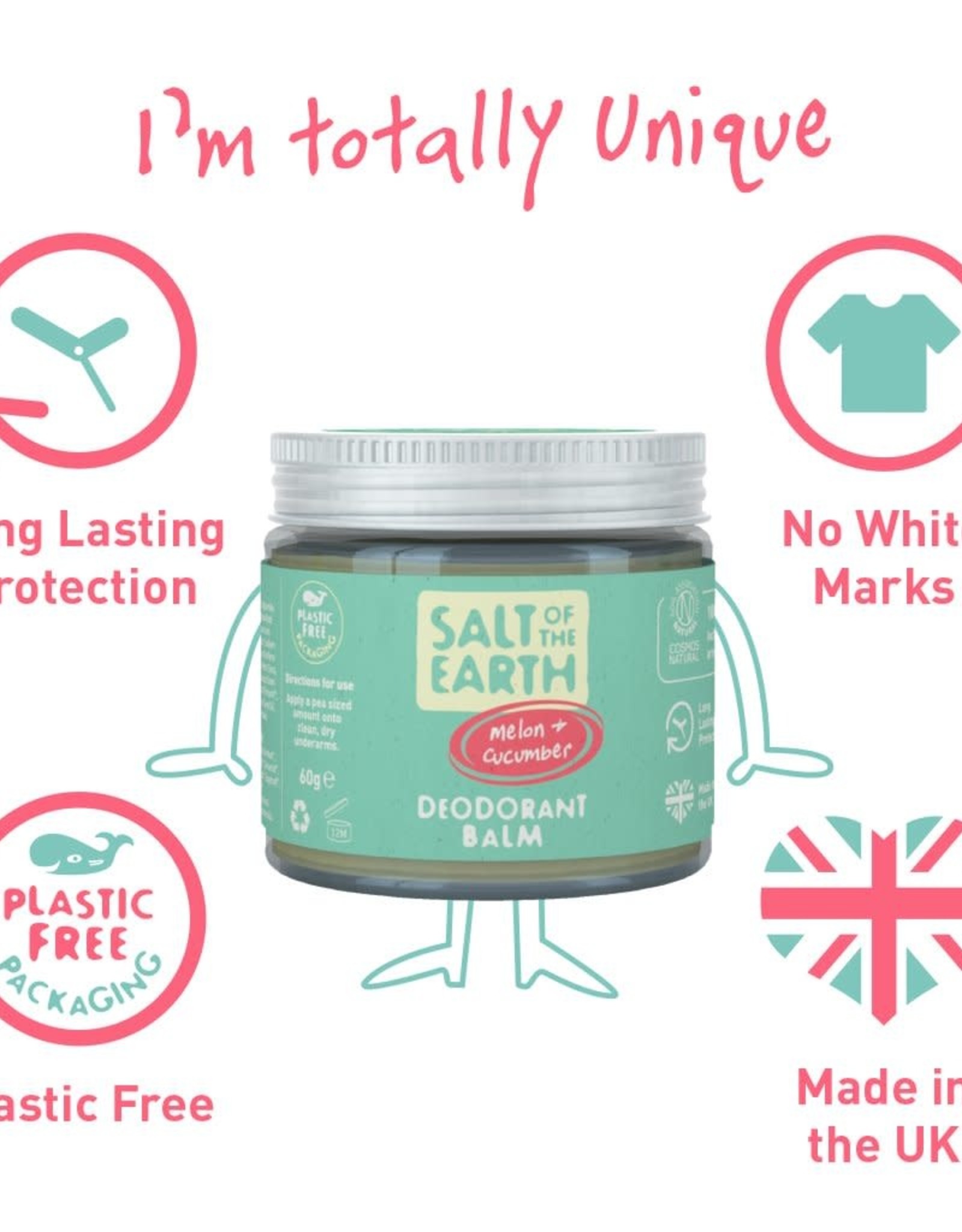 Salt of the Earth Salt of the Earth - Melon & Cucumber Natural Deodorant Balm - Plastic Free & Aluminium Free 60g