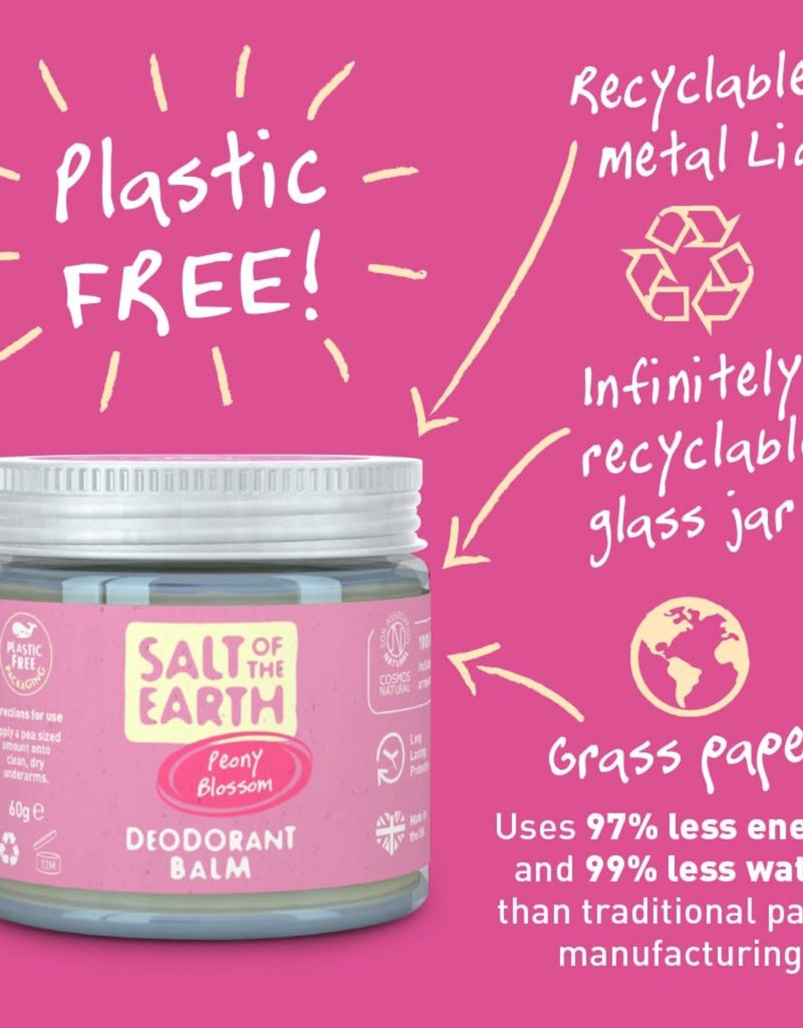 Salt of the Earth Salt of the Earth - Peony Blossom Natural Deodorant Balm - Plastic Free & Aluminium Free 60g