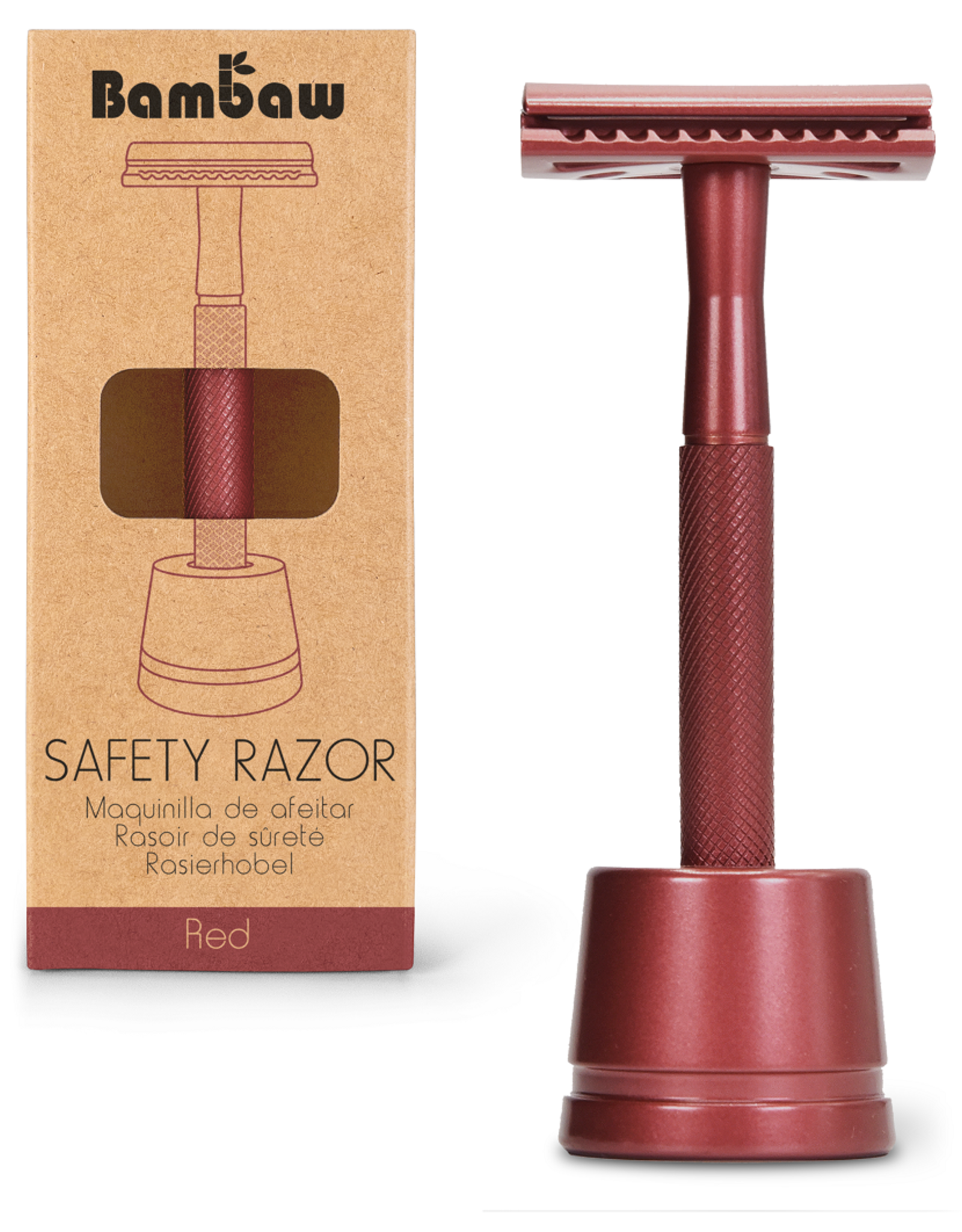 Bambaw Bambaw Safety Razor Red Handle met sokkel