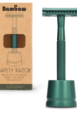 Bambaw Bambaw Safety Razor Deep Sea Green Handle met sokkel