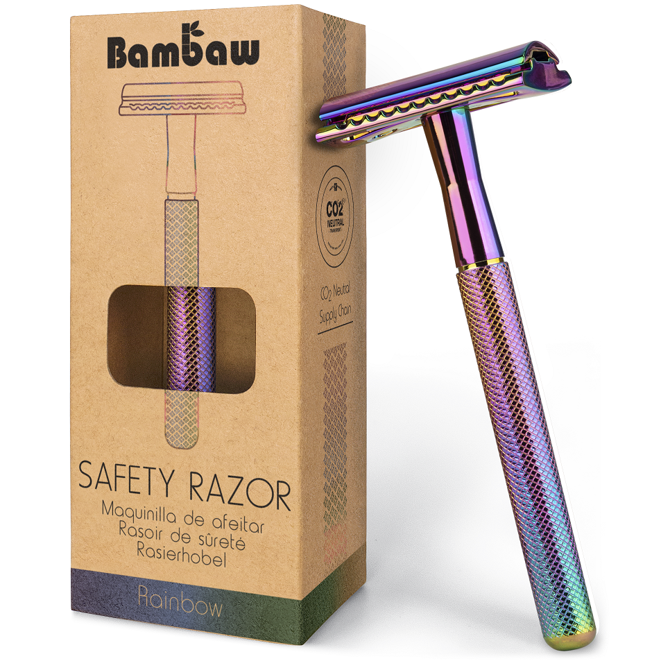 Bambaw Safety Razor Rainbow Roos met witte Stippen