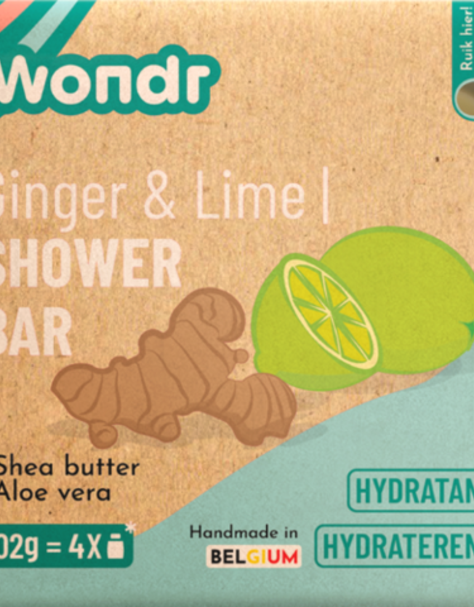 Wondr Ginger & Lime | Shower Bar Ginger & Lime - hydraterend 110g