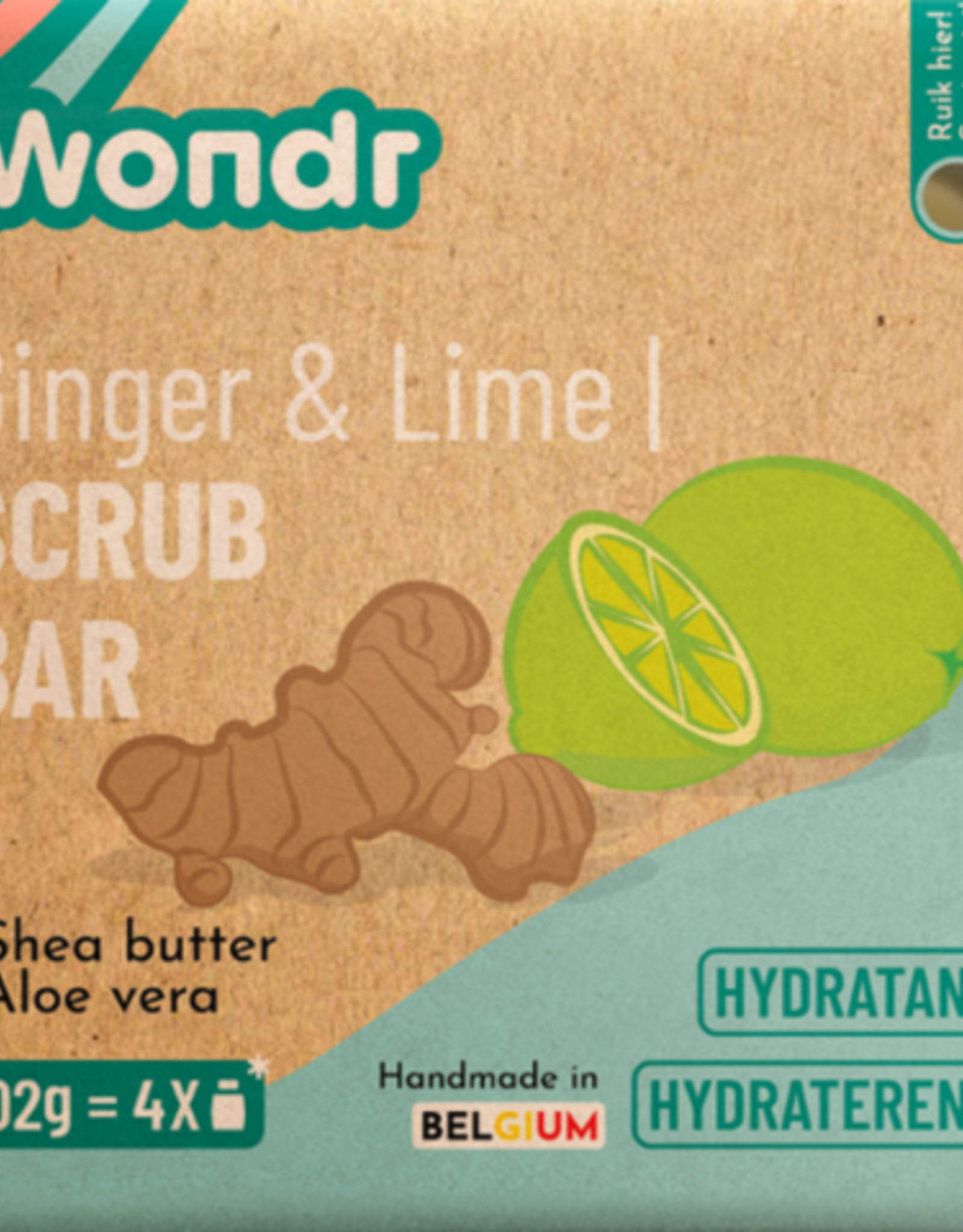 Wondr Ginger & Lime | Scrub Bar Ginger & Lime - hydraterend 102g