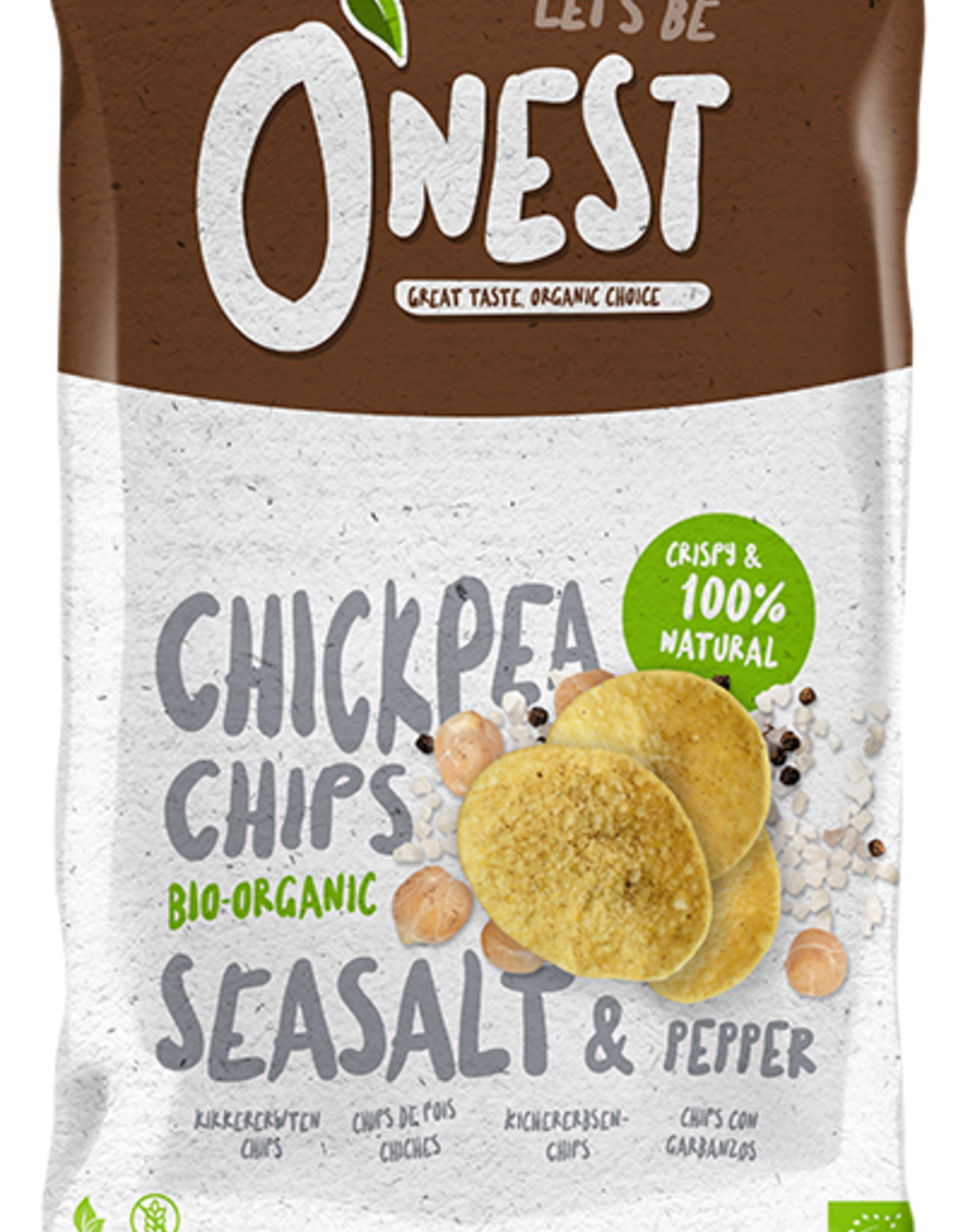 Onest Chickpea Chips Organic Seasalt & Pepper 75g