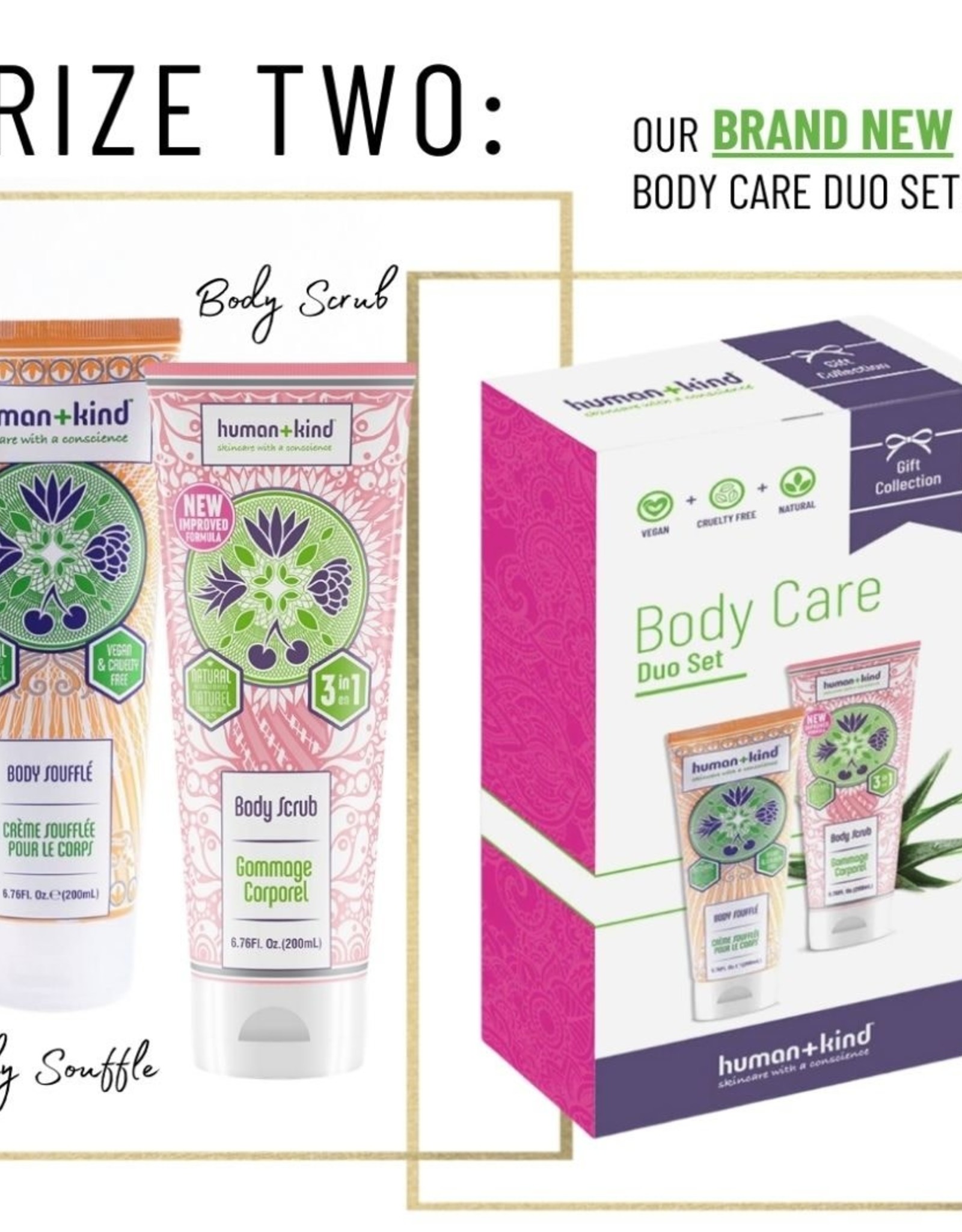 human+kind Cadeauset duo van Body Souffle 200ml en Body Scrub 200ml