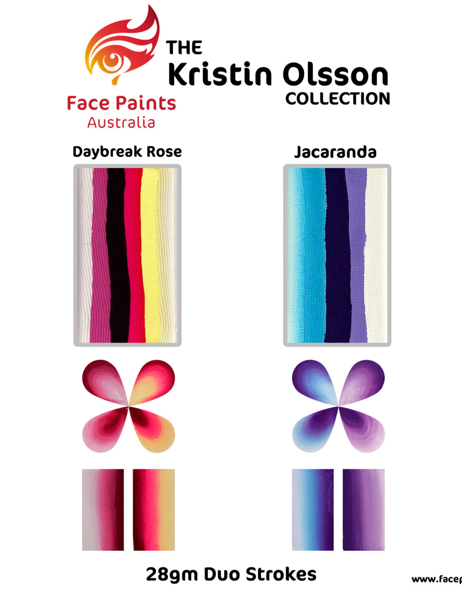 Face Paints Australia Daybreak rose Brush combo  FPA - 28g - Kristin Olsson collection