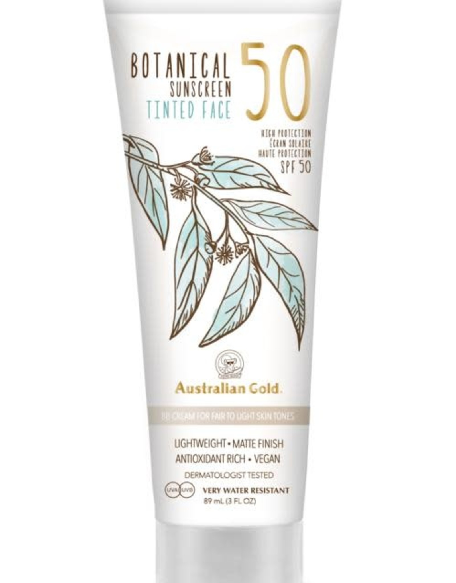 Australian Gold Botanical tinted face SPF50 fair-light 88ml