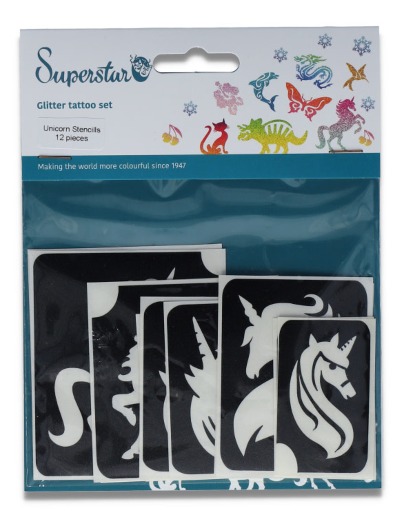 Superstar Unicorn Glitter Tattoo Stencils (12 stuks)