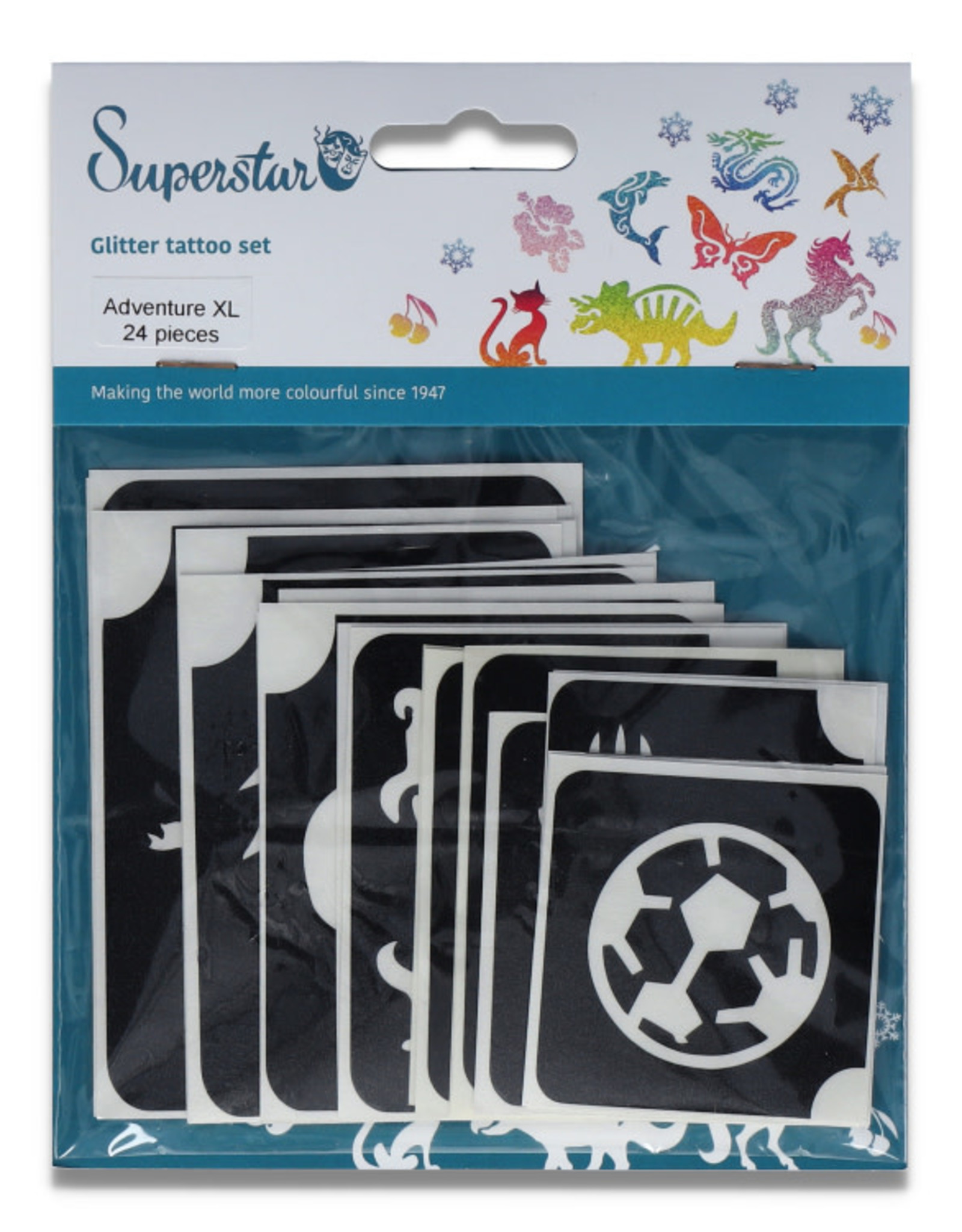 Superstar Adventure XL Glitter Tattoo Stencils (24 stuks)