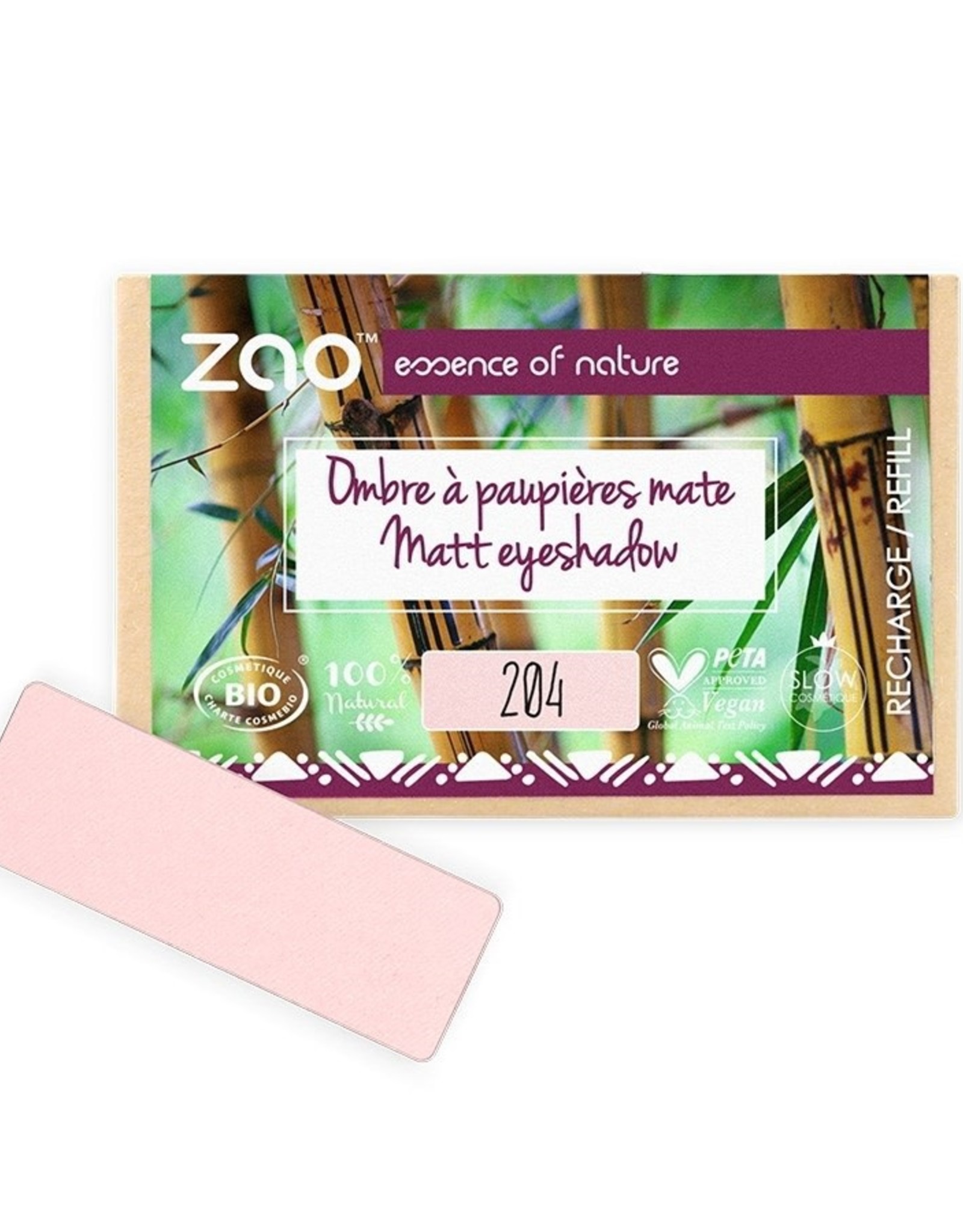 Zao ZAO Bamboe Oogschaduw Refill (rechthoekig) Matte 204 (Golden Old Pink)