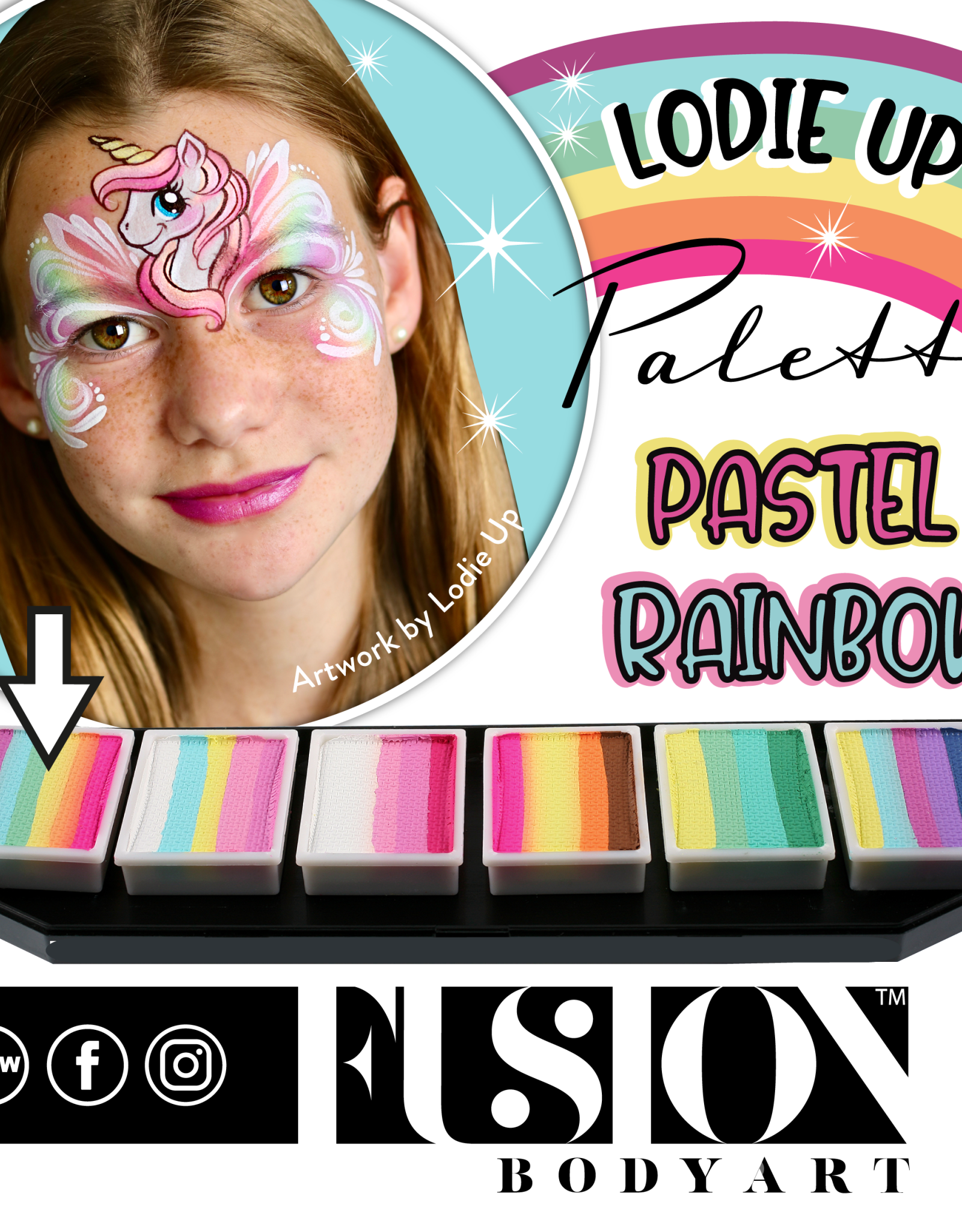Fusion Fusion Face Painting Palette – Lodie Up Cute Pastel Rainbow Palette 60g