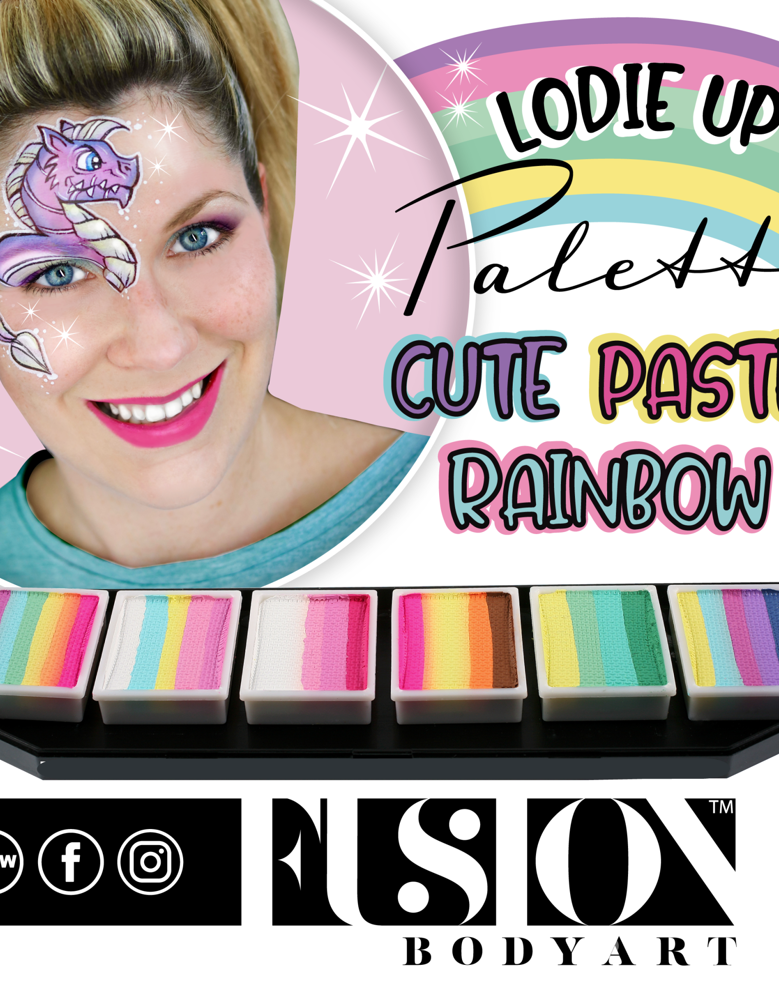 Fusion Fusion Face Painting Palette – Lodie Up Cute Pastel Rainbow Palette 60g