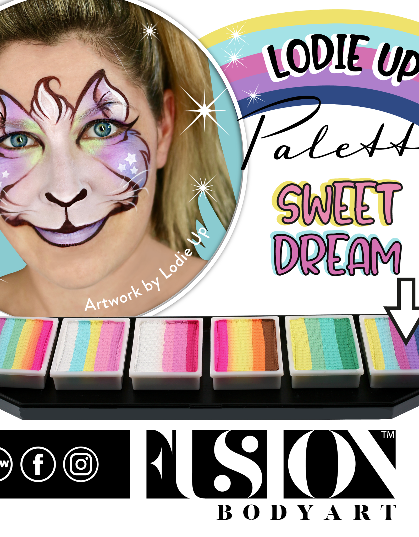 Fusion Fusion Face Painting Palette – Lodie Up Cute Pastel Rainbow Palette 60g