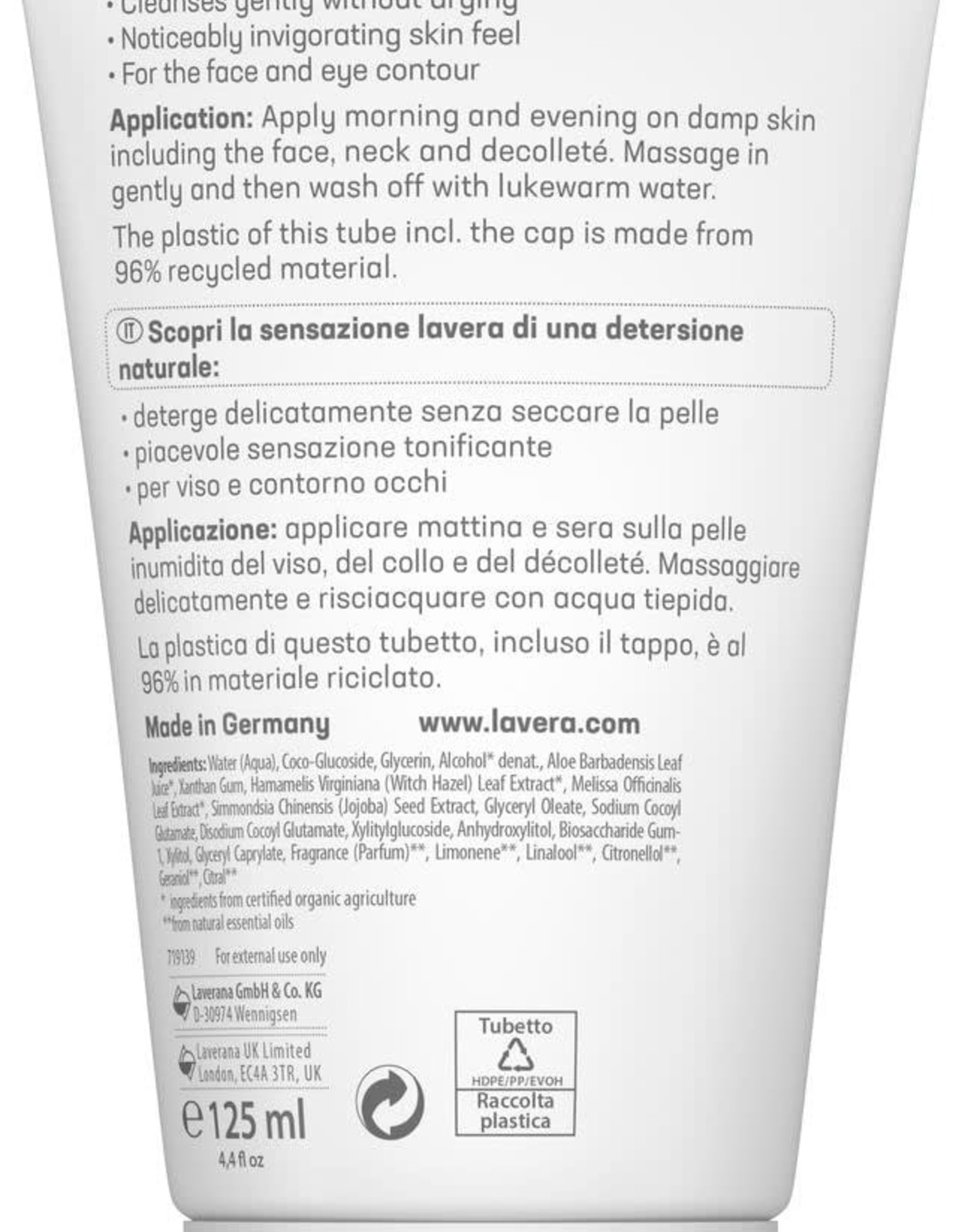Lavera Basis Sensitive Cleansing Gel 125  ml