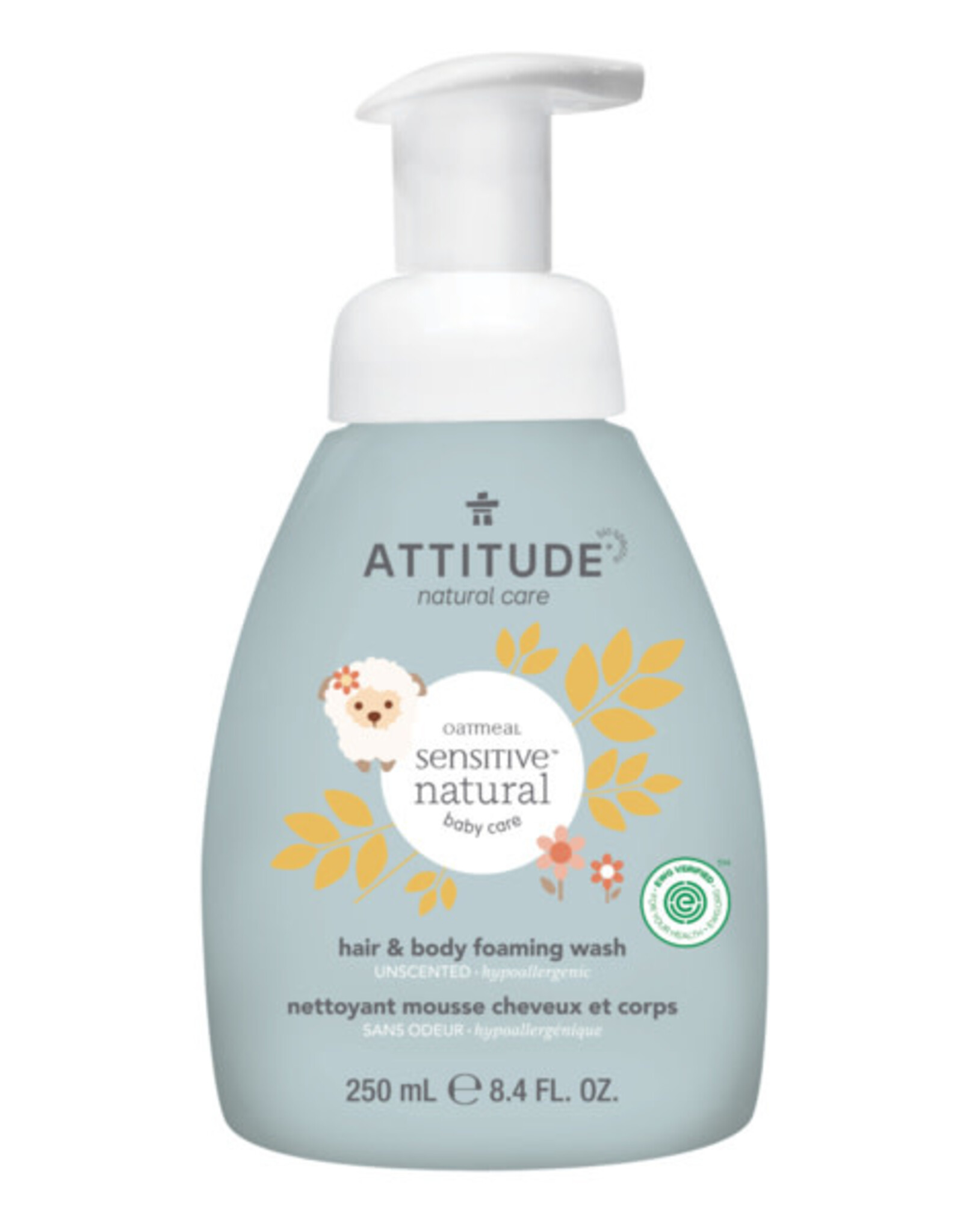 Attitude Attitude Sensitive Baby Hair & Body Foaming Wash 2 in 1 - 250 ml