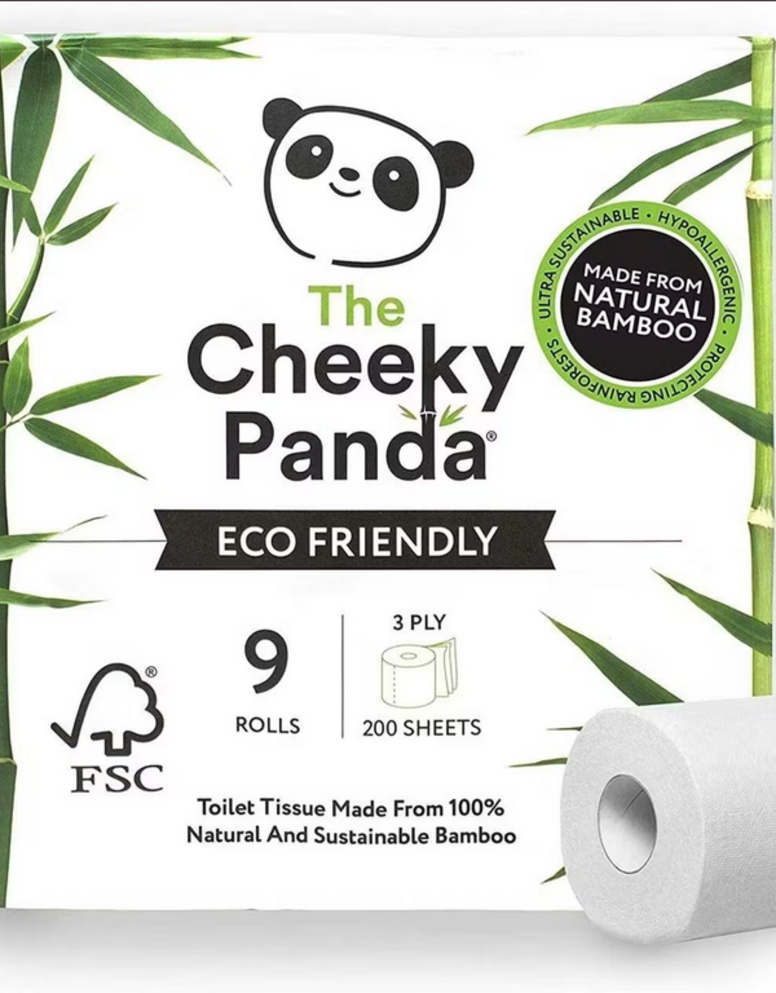 The Cheeky Panda The Cheeky Panda - Bamboo Toilet papier 9 rollen - 200 sheets per rol