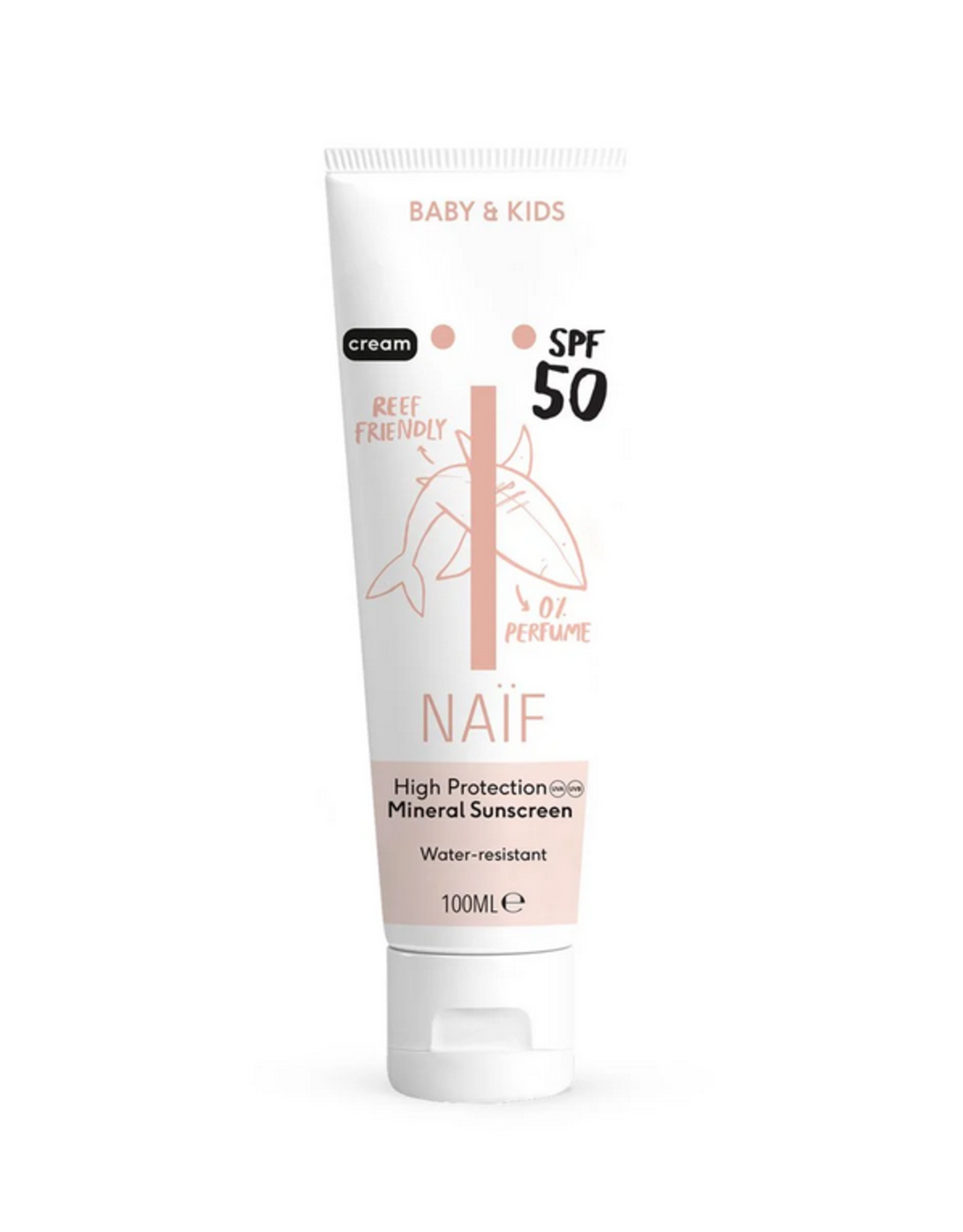 Naïf Zonnebrand Crème 0% parfum voor Baby & Kids Factor 50 100ML