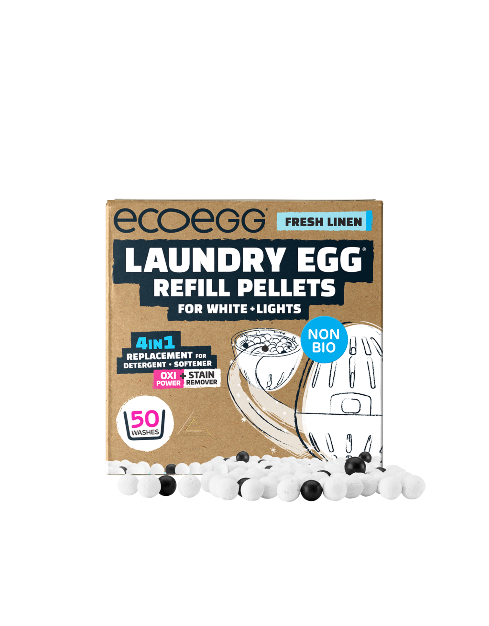 Ecoegg Ecoegg Laundry Egg for White + Lights Fresh Linen-  50 washes - Refills