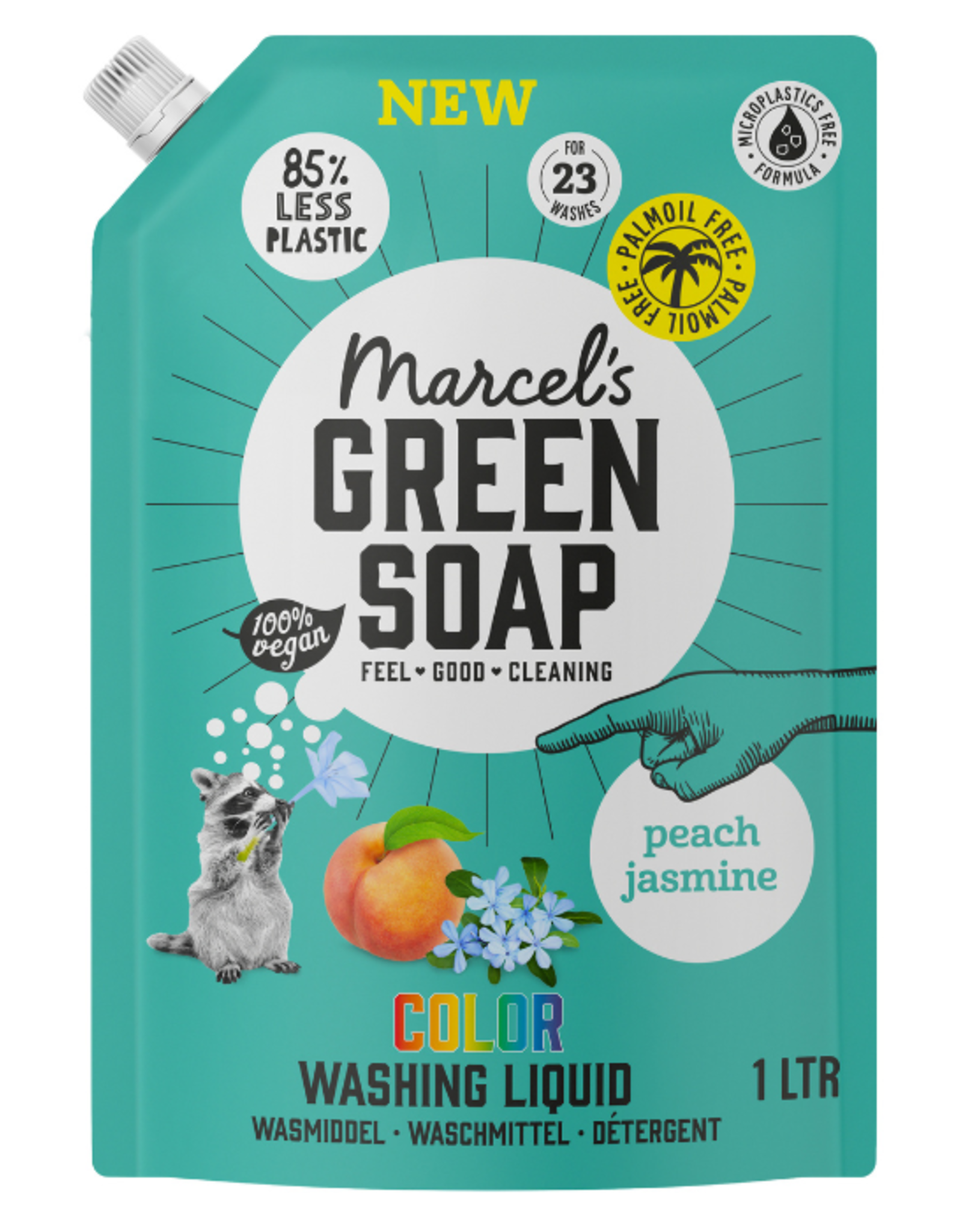 Marcel's Green Soap Wasmiddel Kleur - perzik & jasmijn - Navulling - 1 liter